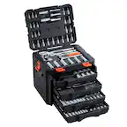 Front. VEVOR - Mechanics Tool Set, 297-Piece Mechanic Tool Kit, 1/4 in, 3/8 in, and 1/2 in Drive, SAE and Metric Socket Set, Wrenches - Black.