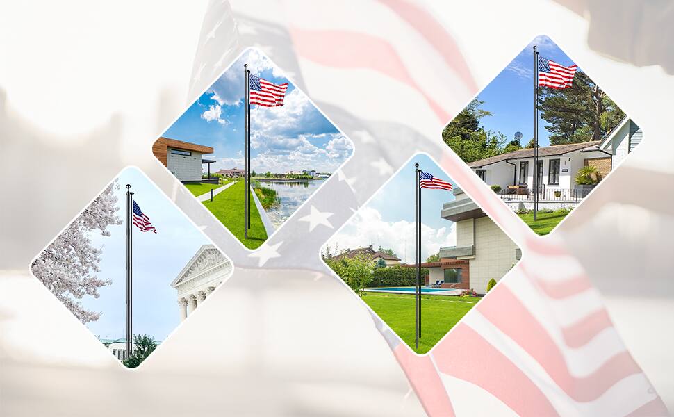 Alt View 9. Silvel - Silvel 25ft Heavy Duty Metal Flag Pole with 3x5 American Flag for Residential or Commercial - Black.