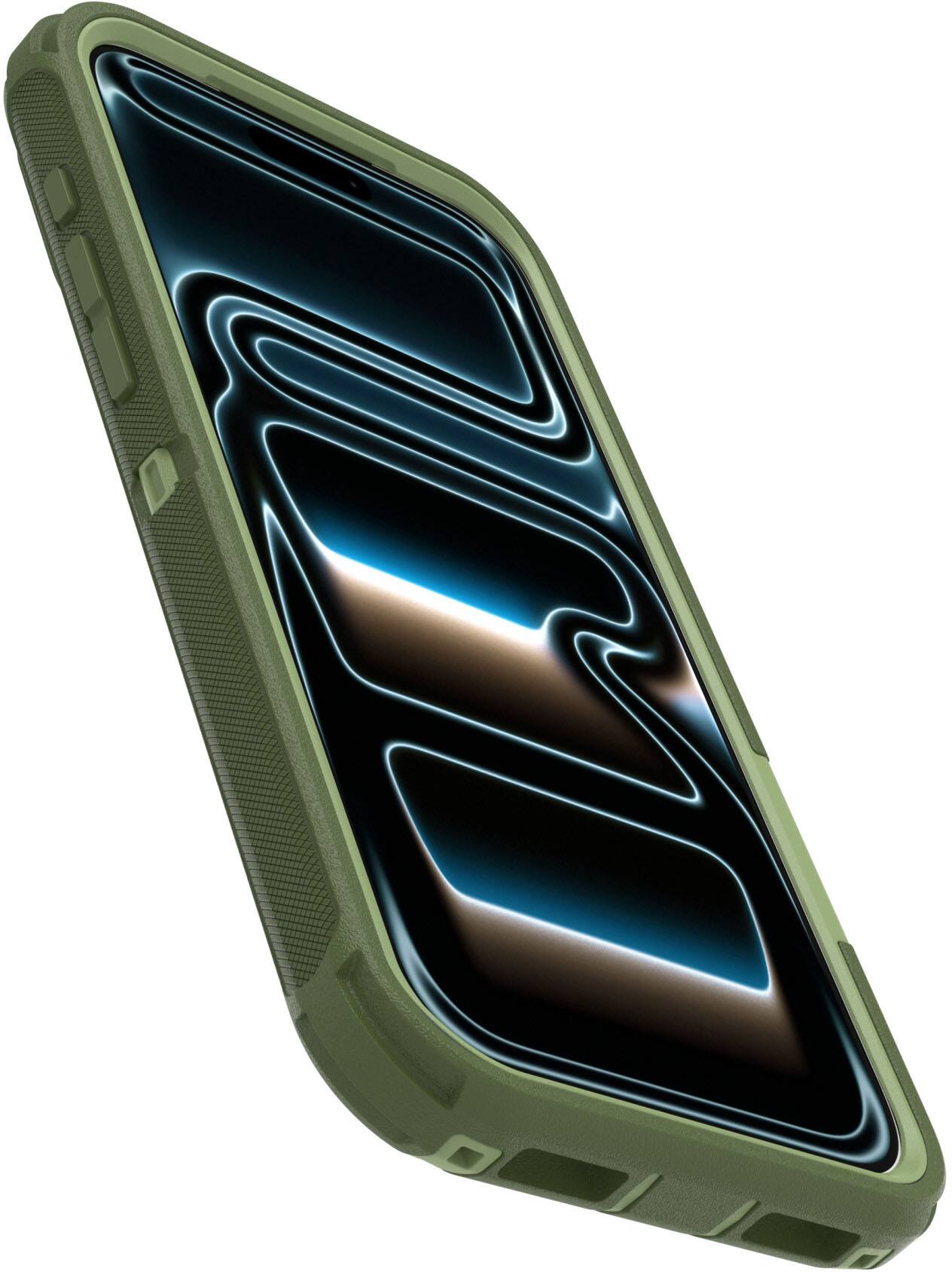 Left. OtterBox - Defender Series Pro Hard Shell for Apple iPhone 18 Pro Max and Apple iPhone 17 Pro Max - Halfwise Green.