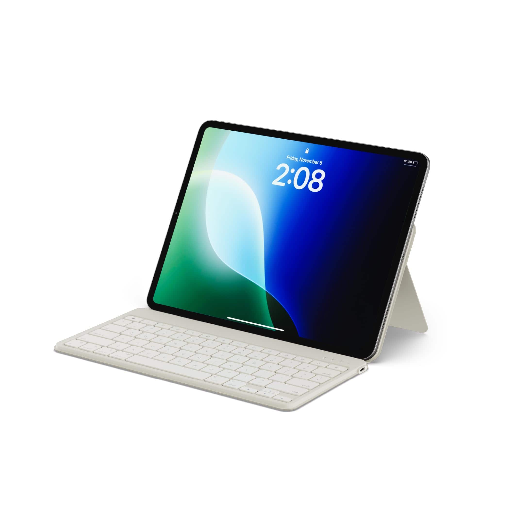 Satechi - OntheGo Bluetooth Keyboard with Adjustable Stand, Connect up 3 Devices, USB C Rechargeable Battery, Compact and Portable - Sand
