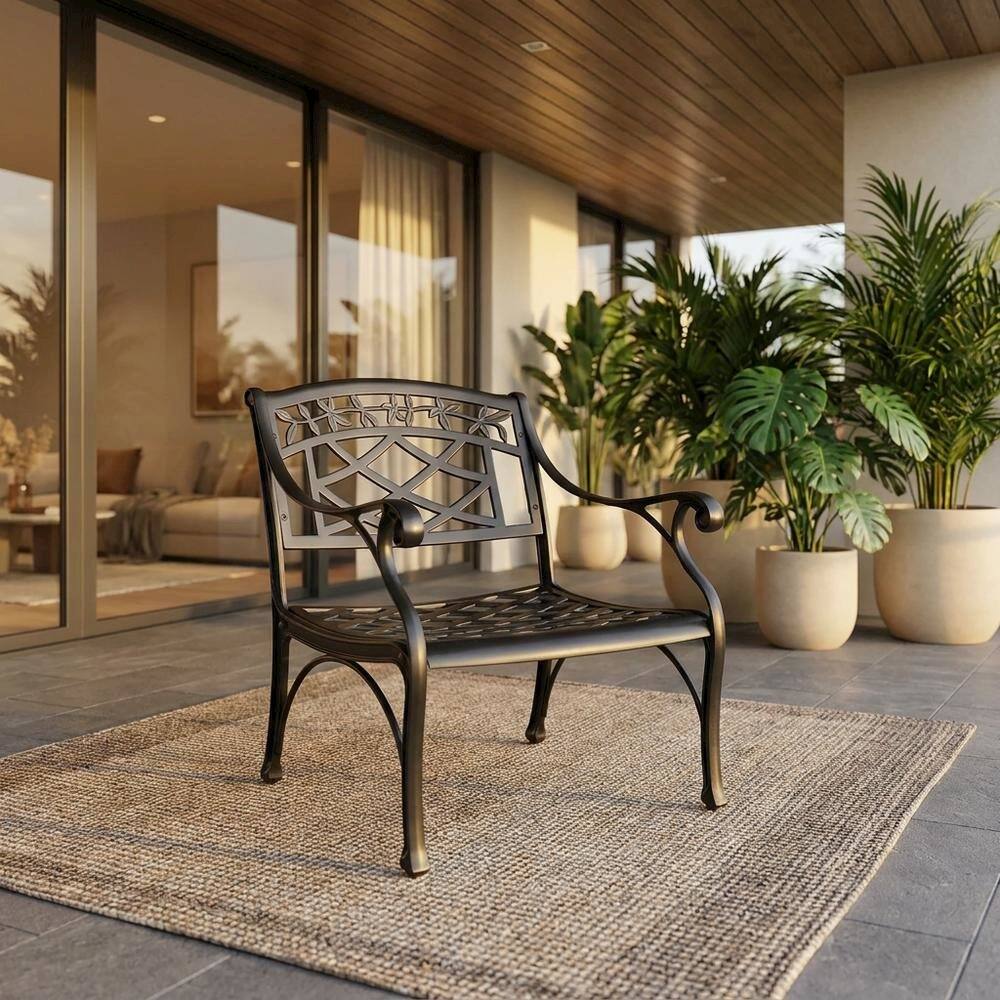 Alt View 5. Outdoor Escape - Outdoor black club chair with sturdy armrest and classic design - Black.