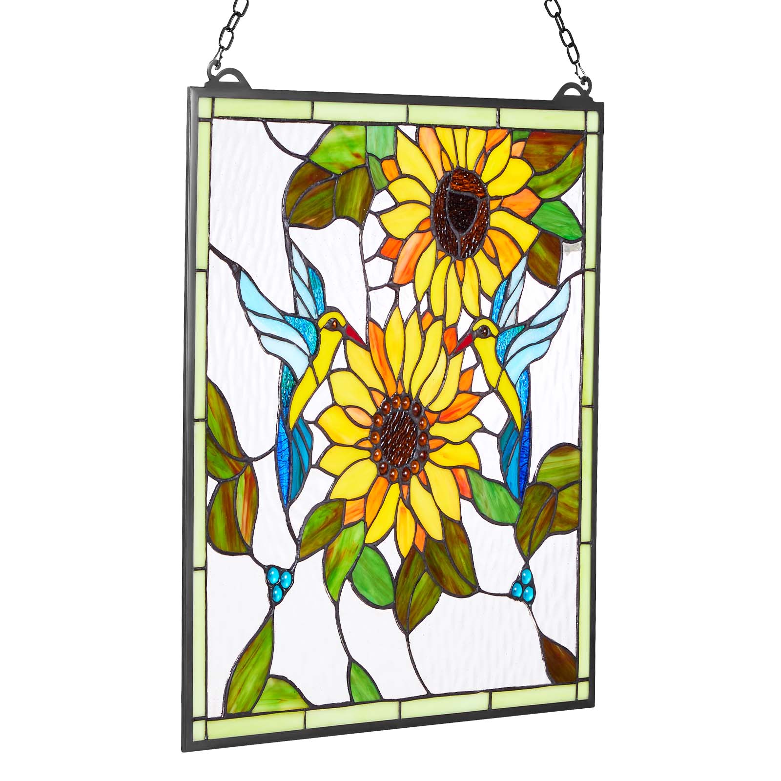 Alt View 5. VEVOR - Stained Glass Window Panel, 20 x 20 in, Tiffany Style Hanging Transom Window Panel with Chain - Multicolor.