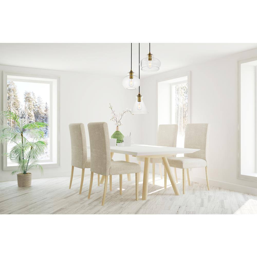 Angle. Living District - Destry 3 Lights Brass Pendant With Clear Glass - Brass And Clear.
