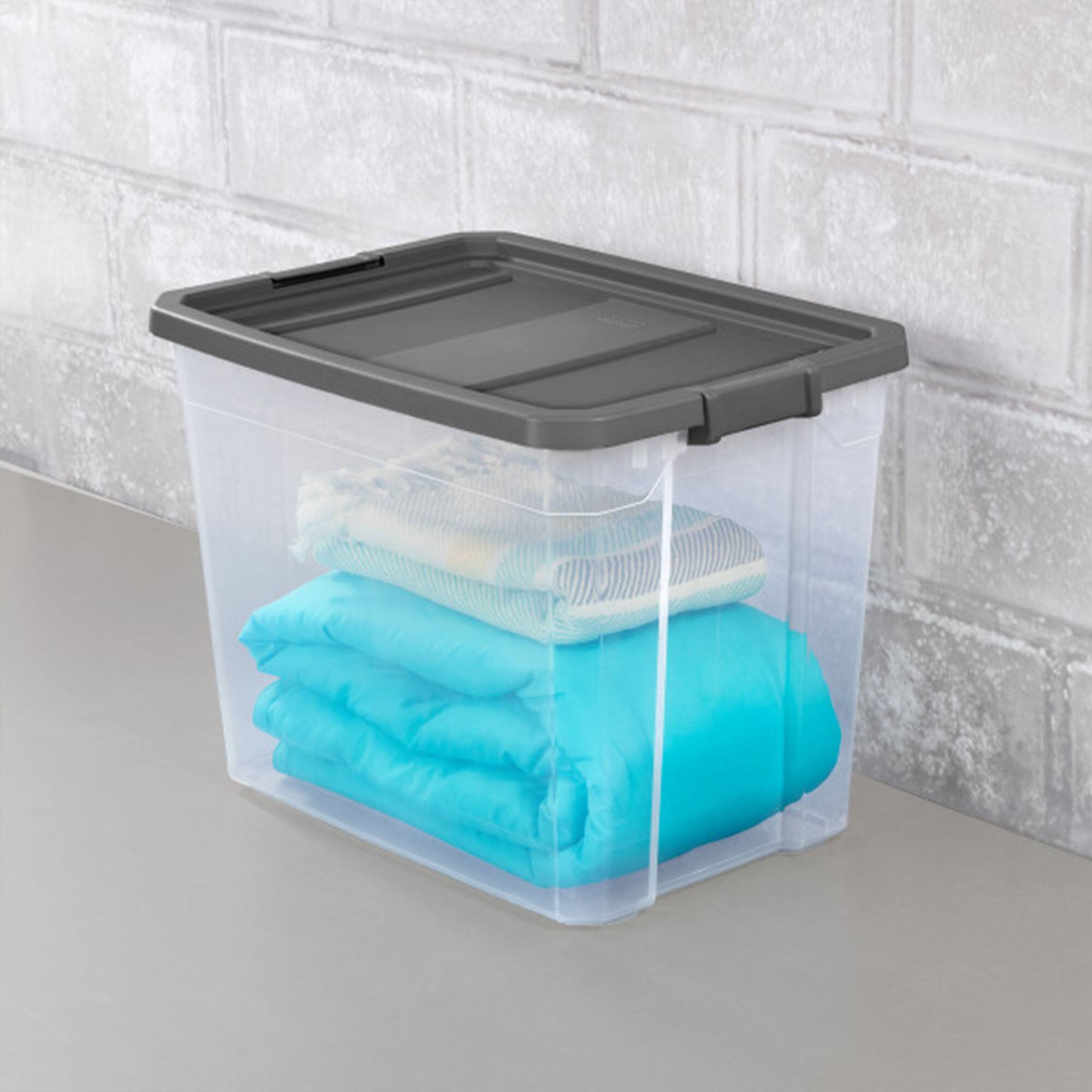 Alt View 3. Sterilite - Sterilite 108 Qt Clear Stacker Storage Container Tote w/ Latching Lid, 16 Pack - Clear.