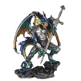 FC Design - 12"H and Dragon with Armor and Sword Figurine Statue Office Desk Tabletop Medieval Gaming Home Decor Gift - Multi-Color