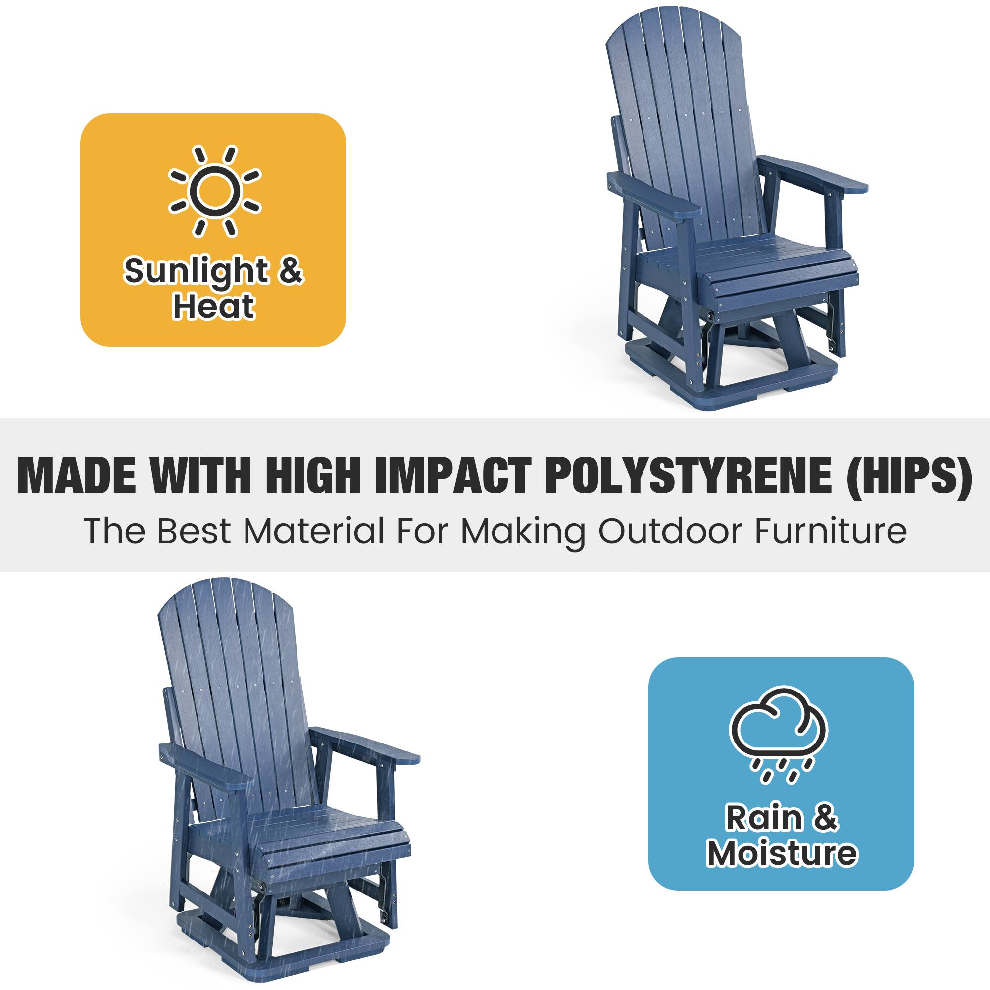 Sunlight & Heat

MADE WITH HIGH IMPACT POLYSTYRENE (HIPS)
The Best Material For Making Outdoor Furniture

Rain & Moisture