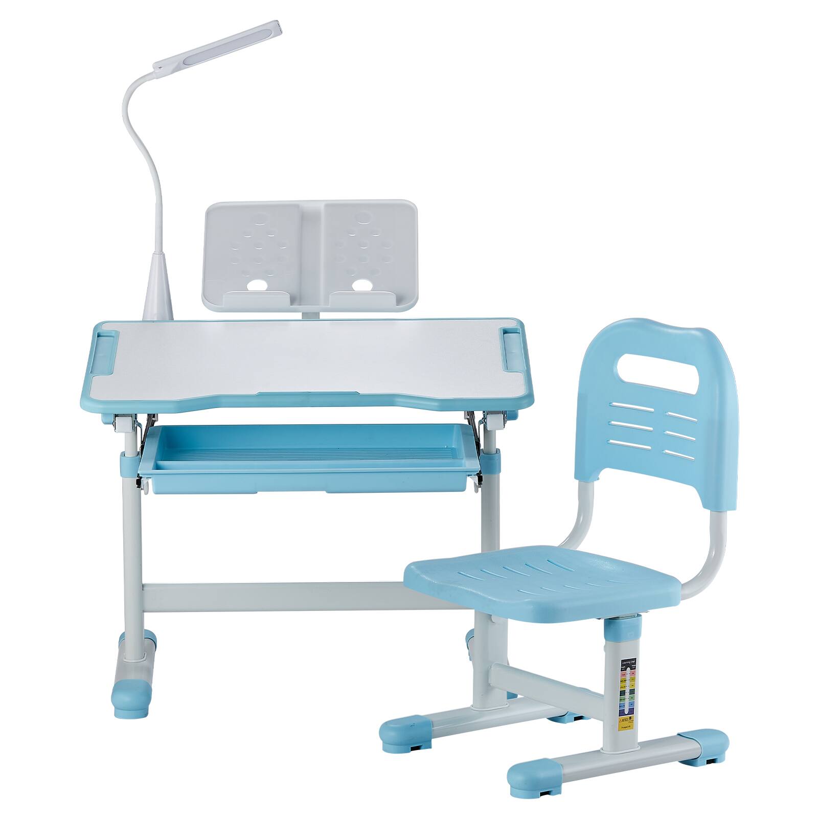 Alt View 5. VEVOR - Kids Study Chair and Desk Set, Study Desk and Chair for Kids with Table Lamp - Blue.