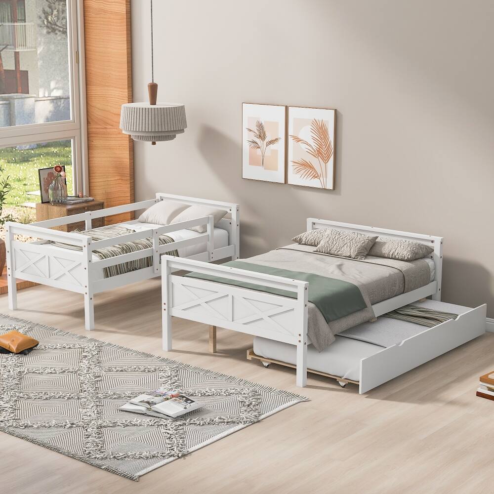 Angle. Loheer - Loheer Twin Over Full Bunk Bed with Trundle White Solid Wood - White.