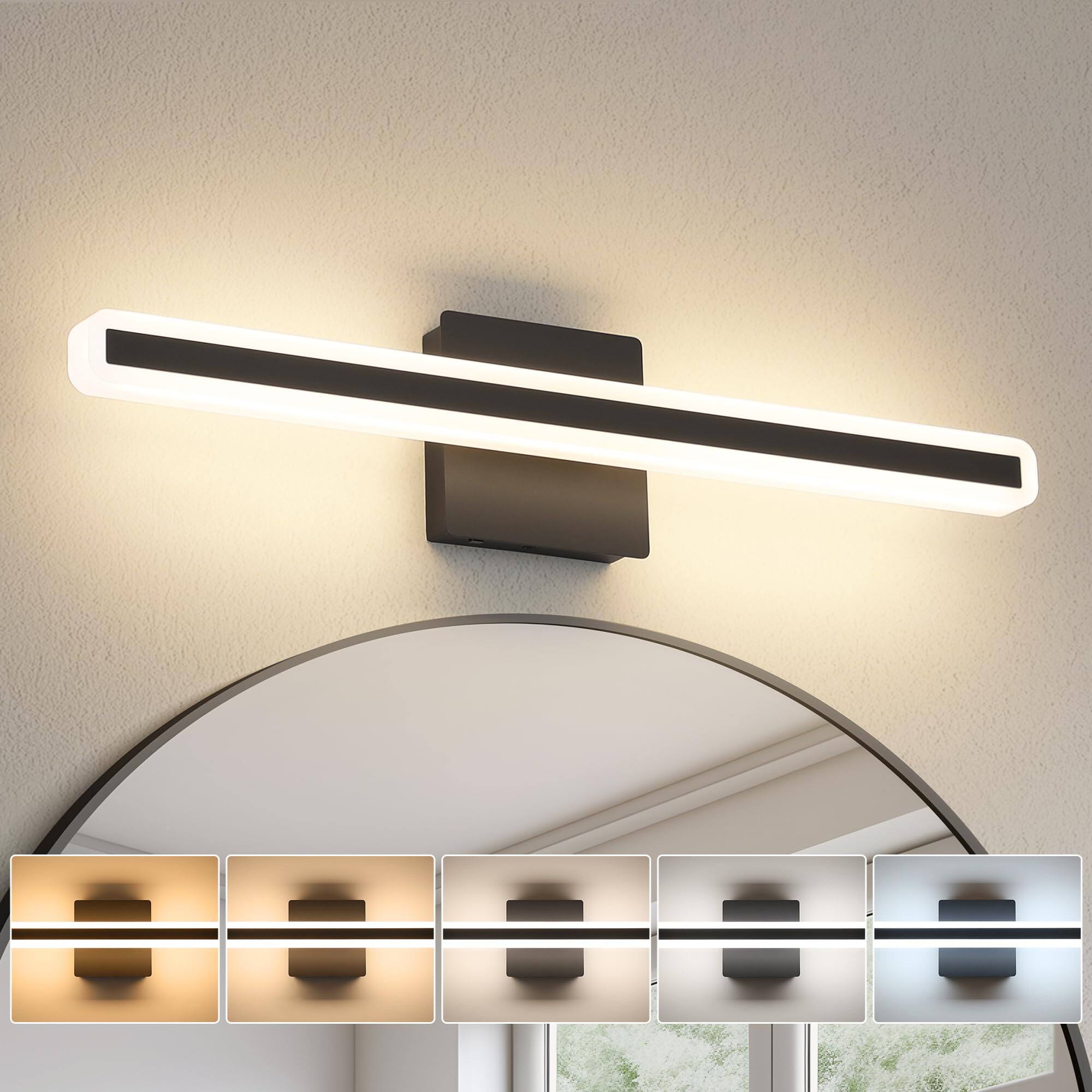 Alt View 5. PO3TICJUNKI3 - Vanity Lights For Bathroom cct Dimmable Light Fixtures Over Mirror Modern Led Bar Above Inch w - Black-5CCT 24'' Inch.