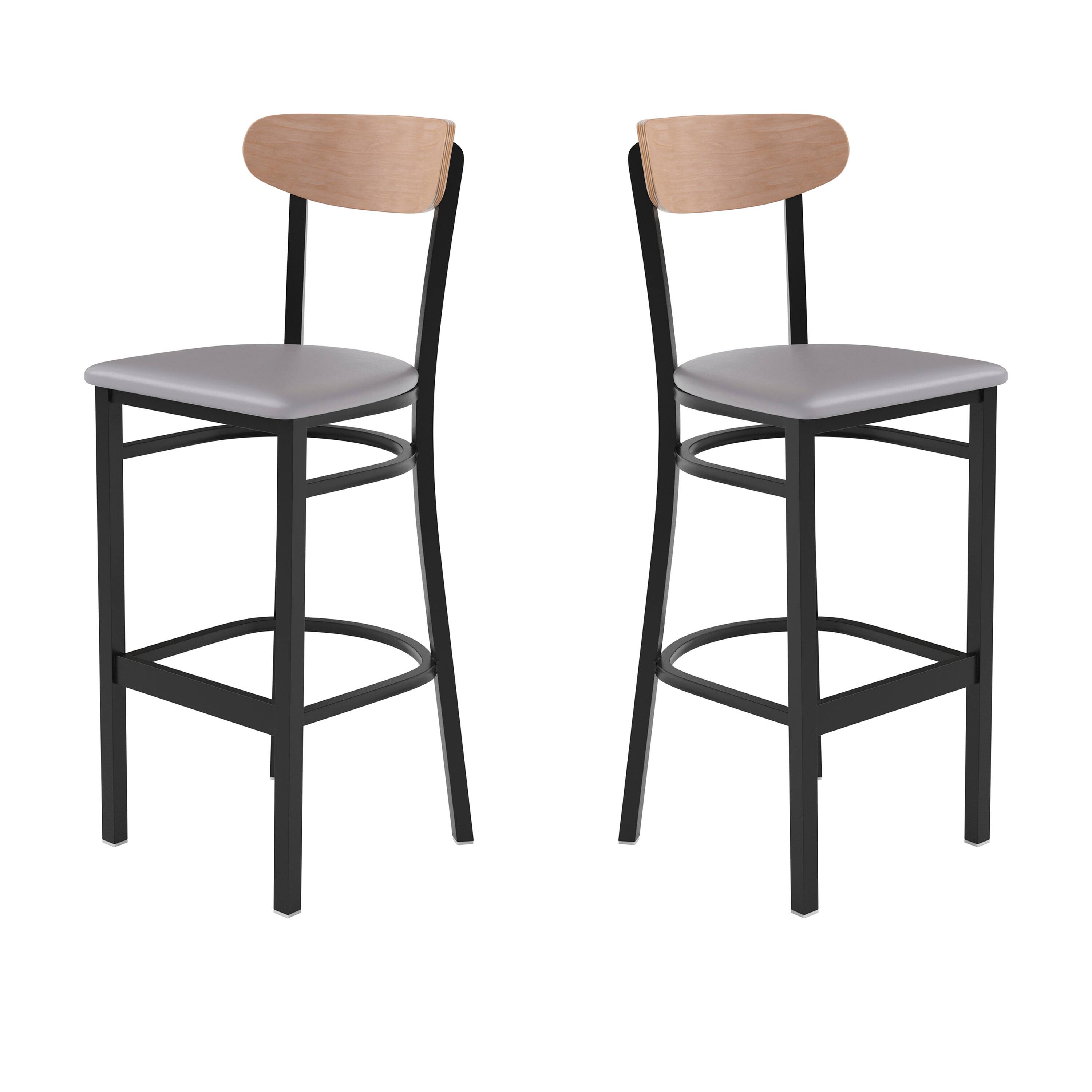 Natural Birch Wood Back/Gray Vinyl Seat