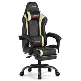 CloudRest Pro - Computer Chair with Headrest, Lumbar Support, Linkage Armrests, Reclining Backrest Gaming Chair - Beige