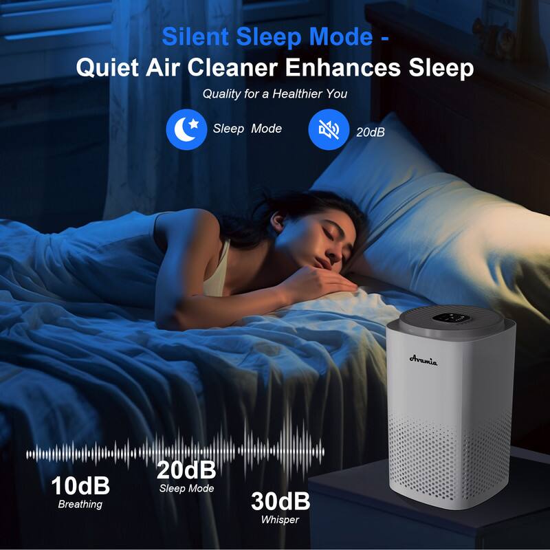 Silent Sleep Mode - Quiet Air Cleaner Enhances Sleep Quality for a Healthier You

Sleep Mode 20dB
Breathing 10dB
Whisper 30dB
