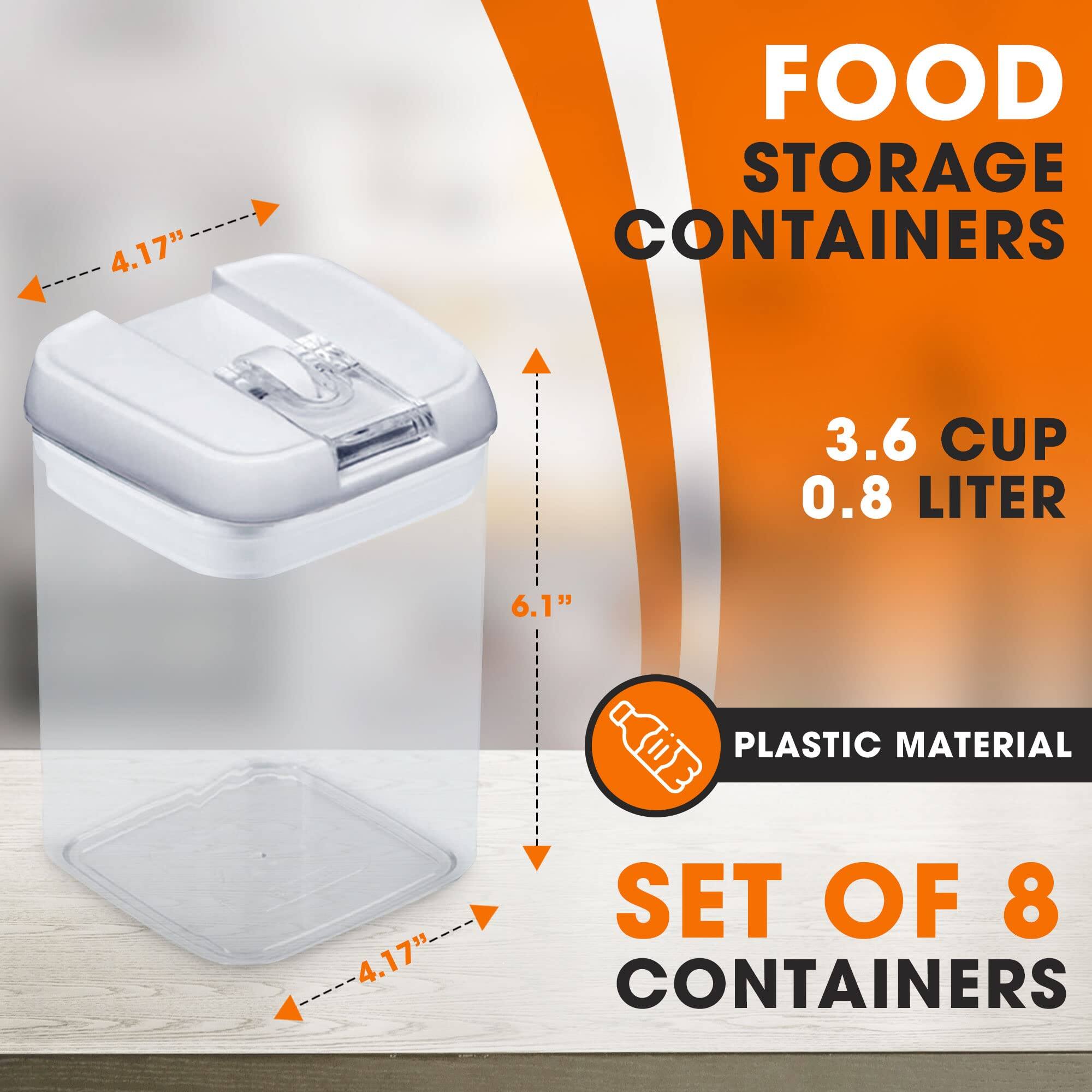 FOOD STORAGE CONTAINERS  
3.6 CUP 0.8 LITER  
6.1"  
PLASTIC MATERIAL  
SET OF 8 CONTAINERS