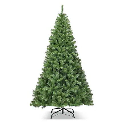 Front. WELLFOR - 6ft Unlit Hinged Premium Green PVC Artificial Christmas Tree with 1000 Lush Branch Tips๏ผIndoor Holiday Decoration - Green.