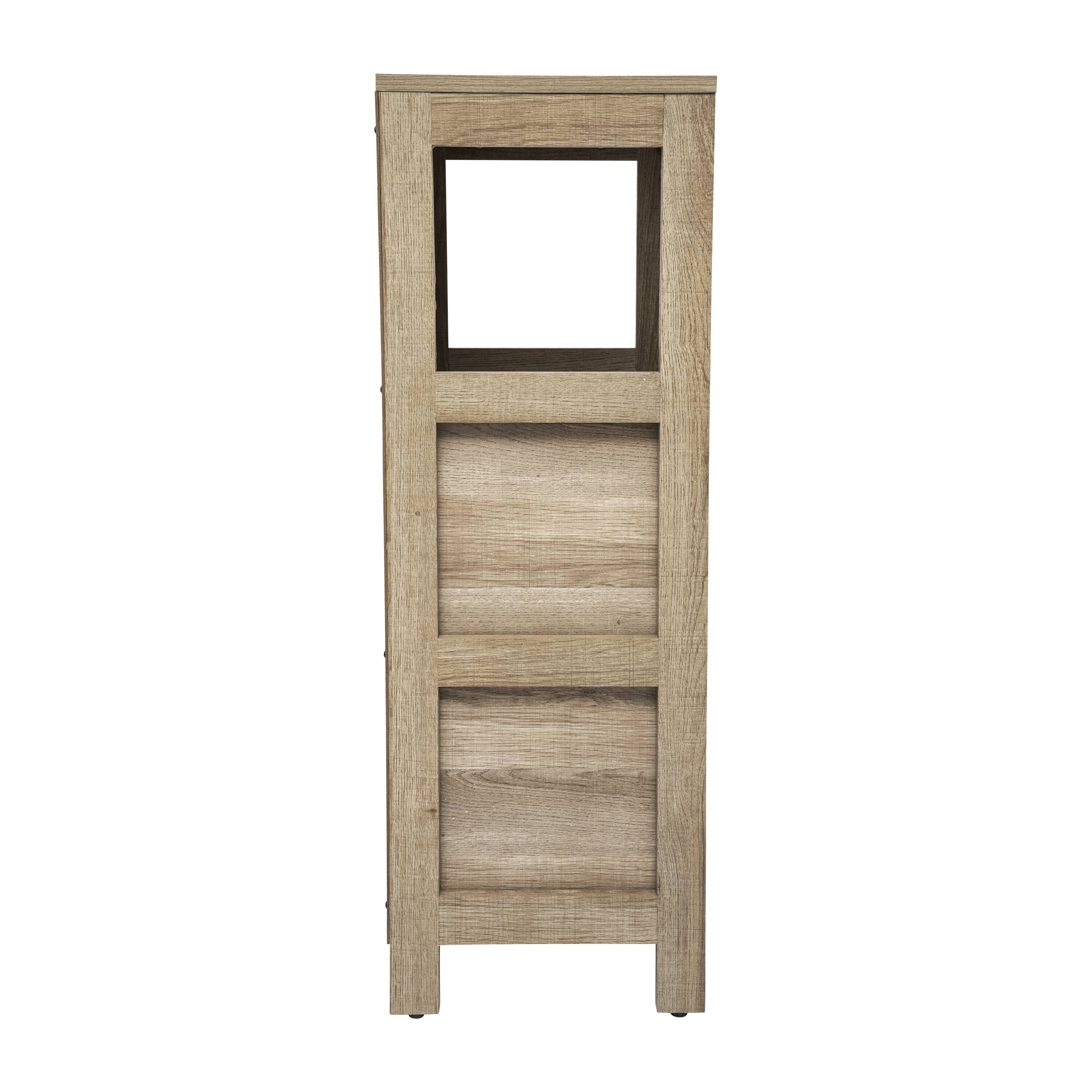 Alt View 8. Emma + Oliver - Dante Bathroom Storage Organizer with Open Display Shelf and Two Removable Drawers - Brown.