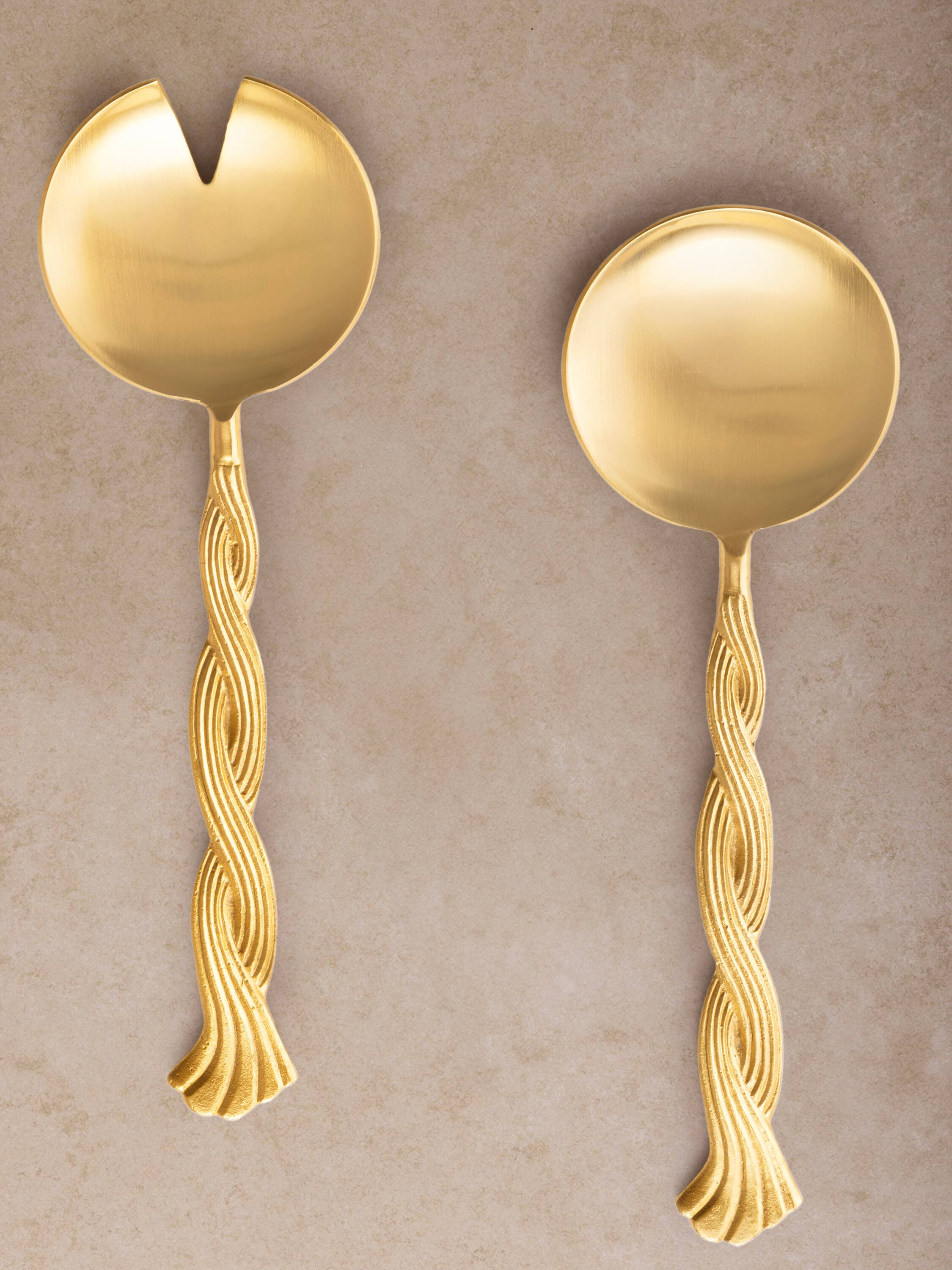 Front. GAURI KOHLI - Santiago Salad Servers - Matte gold.