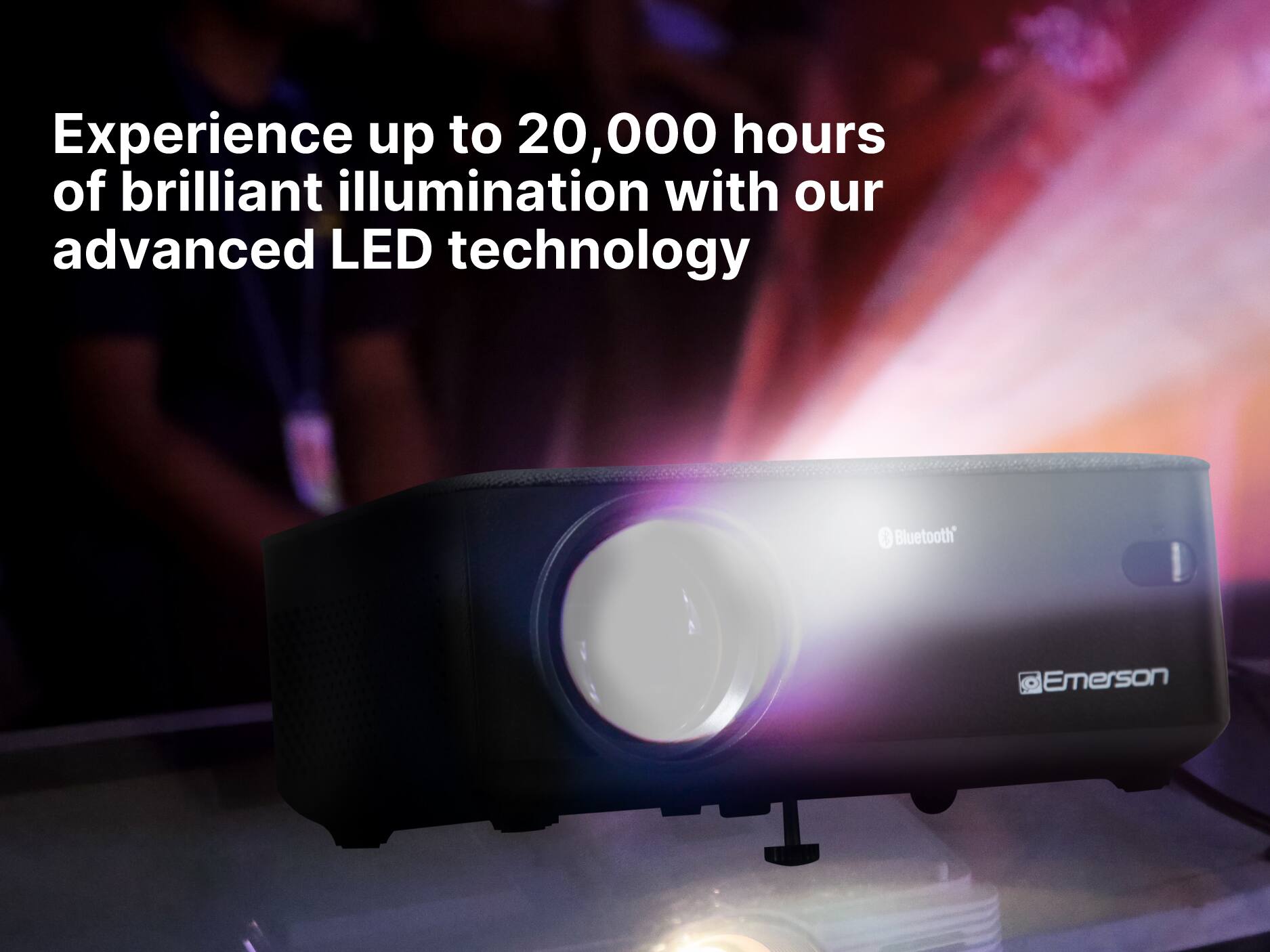 Experience up to 20,000 hours of brilliant illumination with our advanced LED technology & Bluetooth Emerson