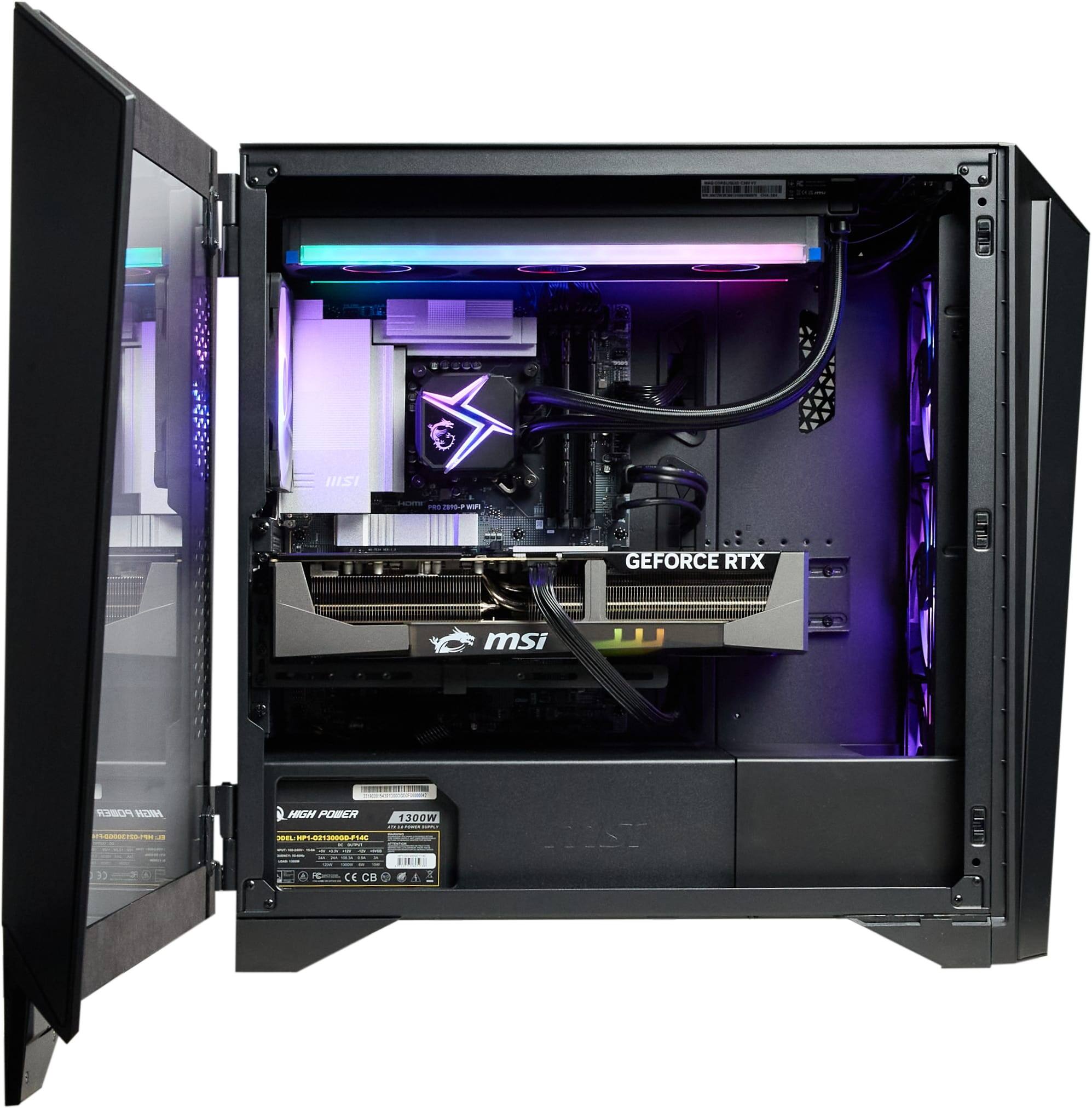 The text on the image reads: "HISI GEFORCE RTX msi POBCR S PLA NESN POBER 1300W - PS2 S - 14 DUST CE CB."