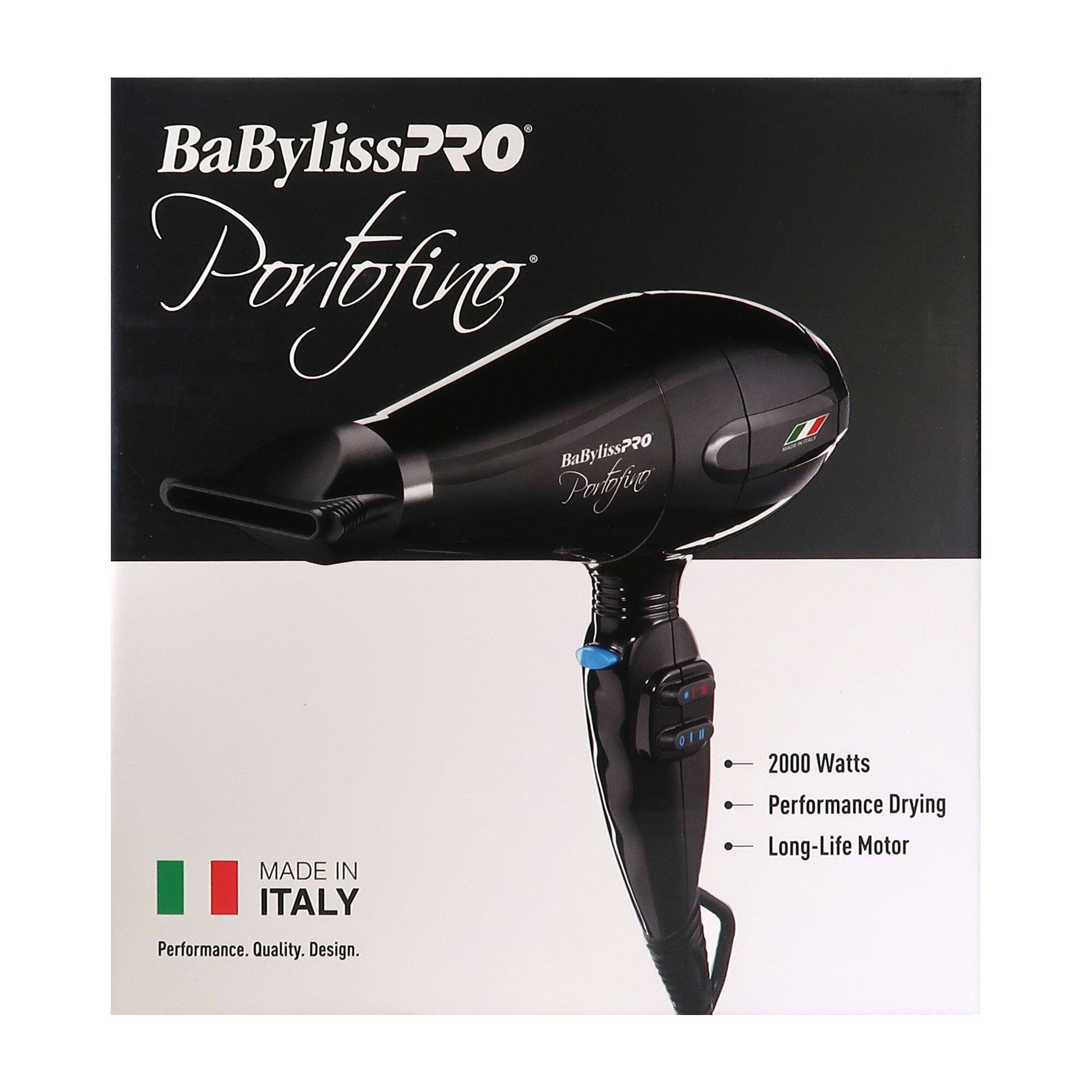 BaBylissPRO  
Portofino  
BaByliss220  
MADE IN ITALY  
2000 Watts  
Performance Drying  
Long-Life Motor  
Performance. Quality. Design.