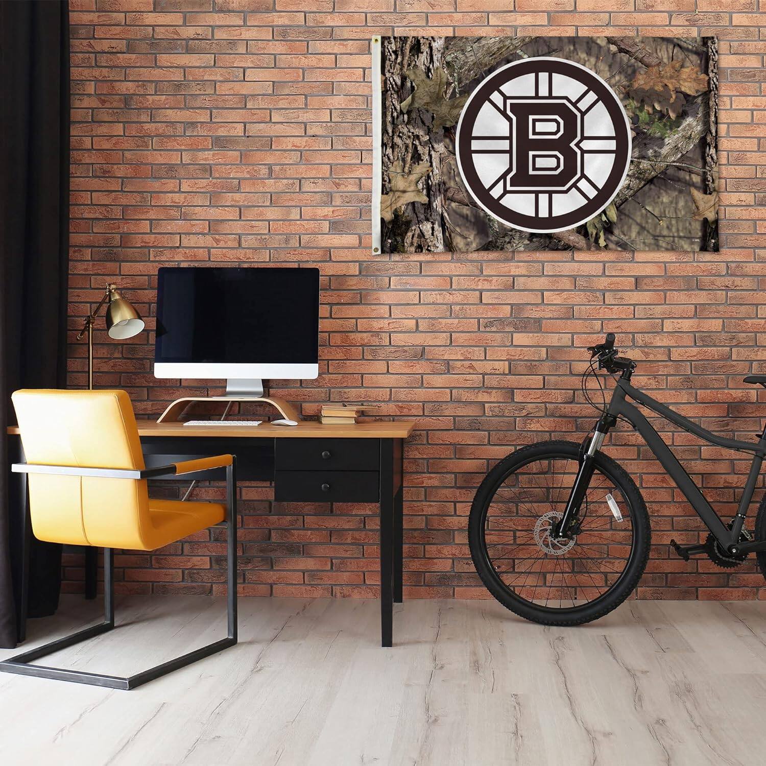 Alt View 1. Rico Industries - Boston Hockey Bruins Indoor Outdoor Camo Look 3x5 Banner Flag - Multi.