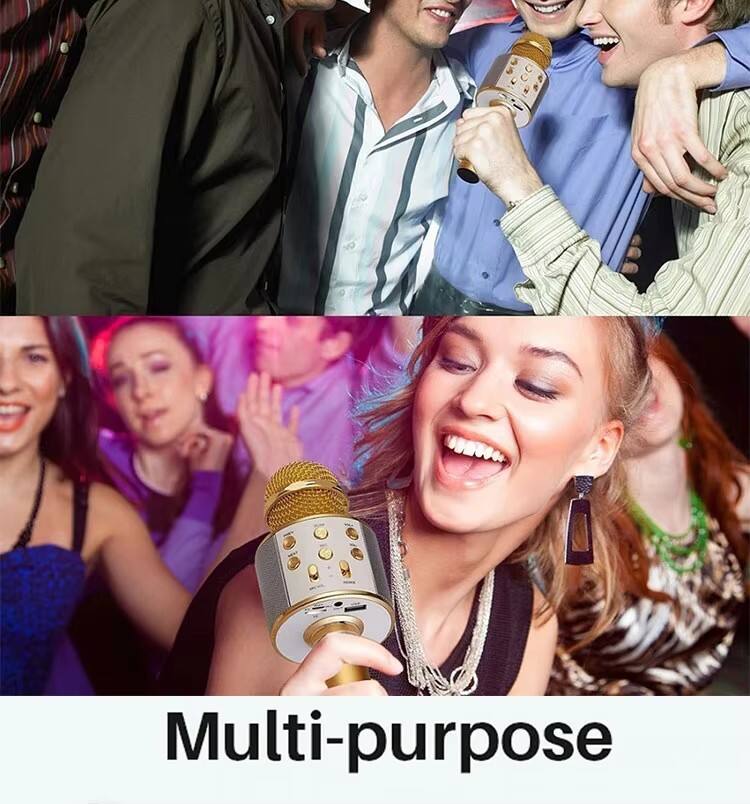 Alt View 3. Cluzine - Wireless Bluetooth Karaoke Microphone, 10W Speaker,Portable Handheld Mic for Home Party.