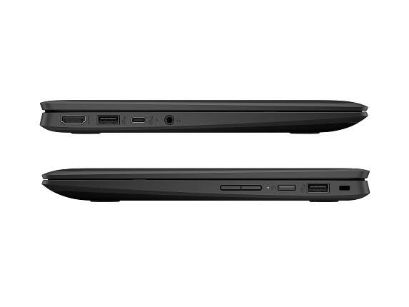 Left. HP - HP Fortis Flip G1m 11.6" Touchscreen Chromebook - 4 GB RAM - 32 GB Storage - Jet Black - Black.