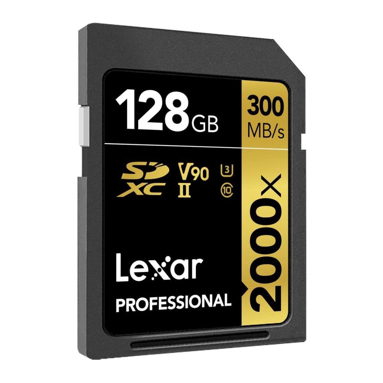 128 GB  
300 MB/s  
V90  
XC II  
2000X  
Lexar Professional