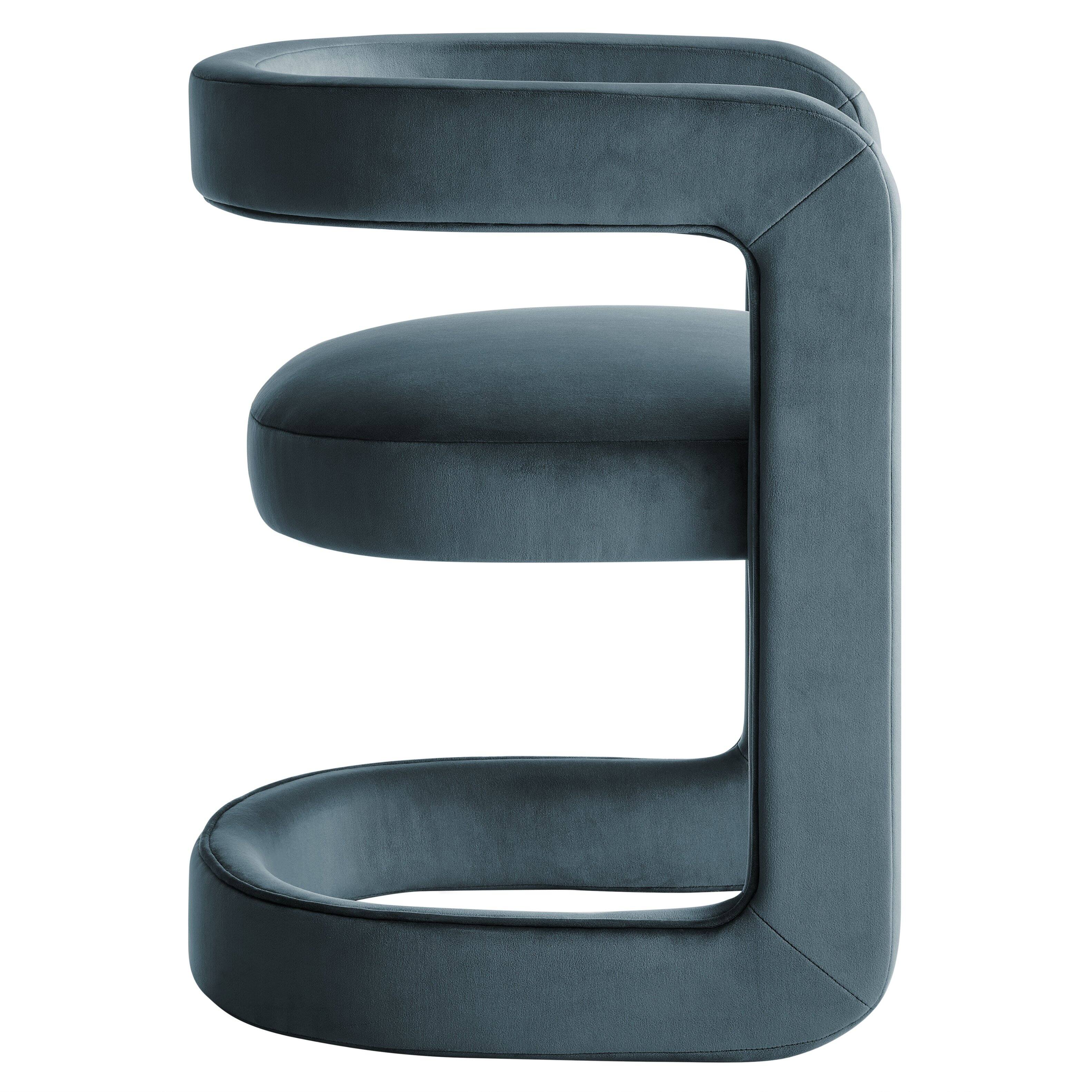 Back. Modway - Winslow Barrel Performance Velvet Dining Chair  by Modway - Blue.