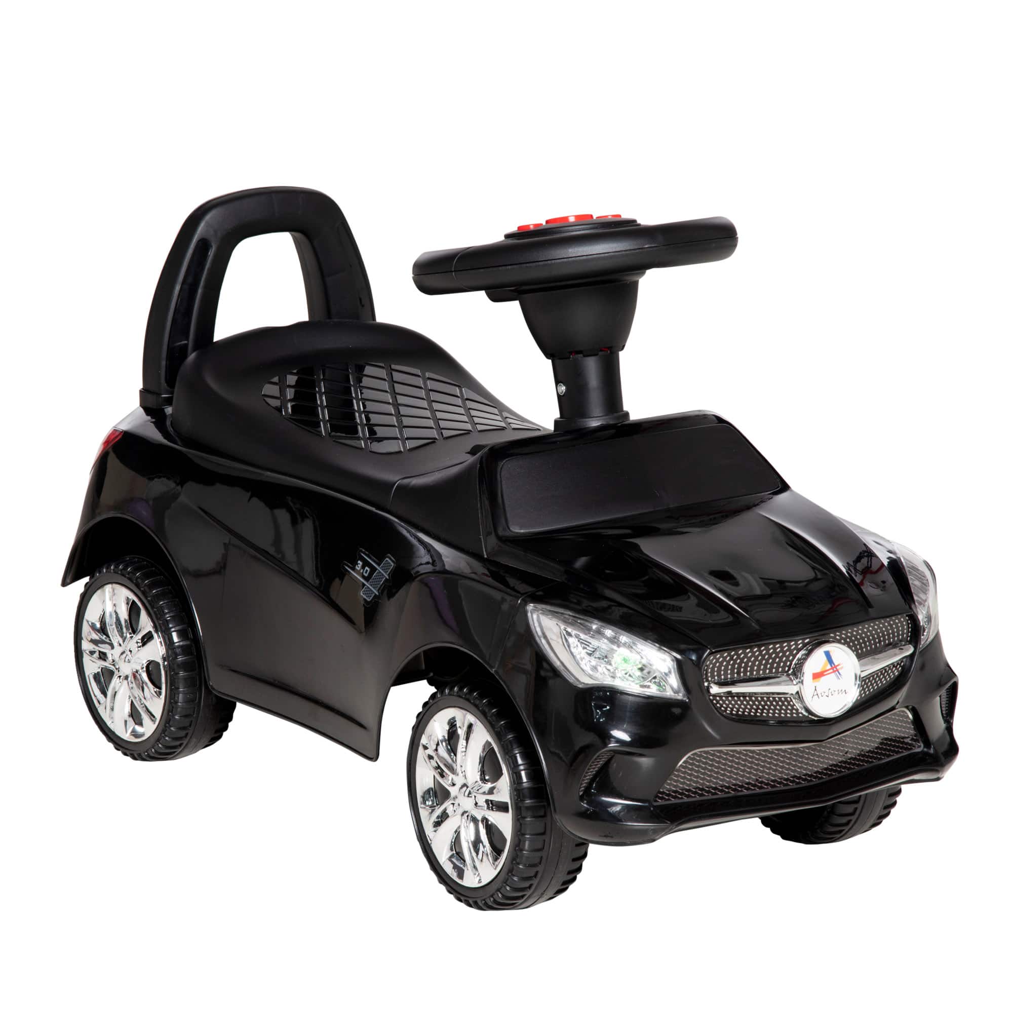 Aosom - Kids Ride On Push Car, Foot-to-Floor Walking Sliding Toy Car, Working Horn, Music, Headlights, Storage