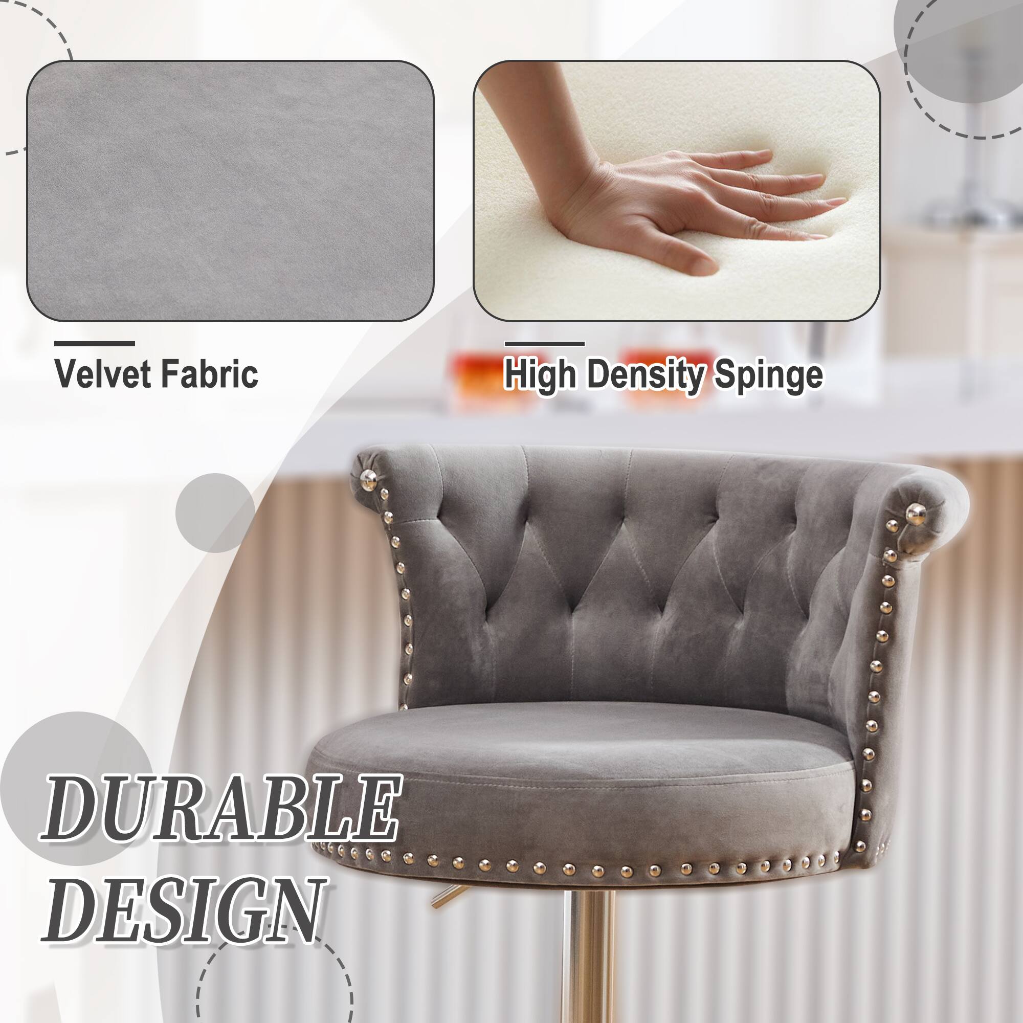 Velvet Fabric  
High Density Sponge  
DURABLE DESIGN
