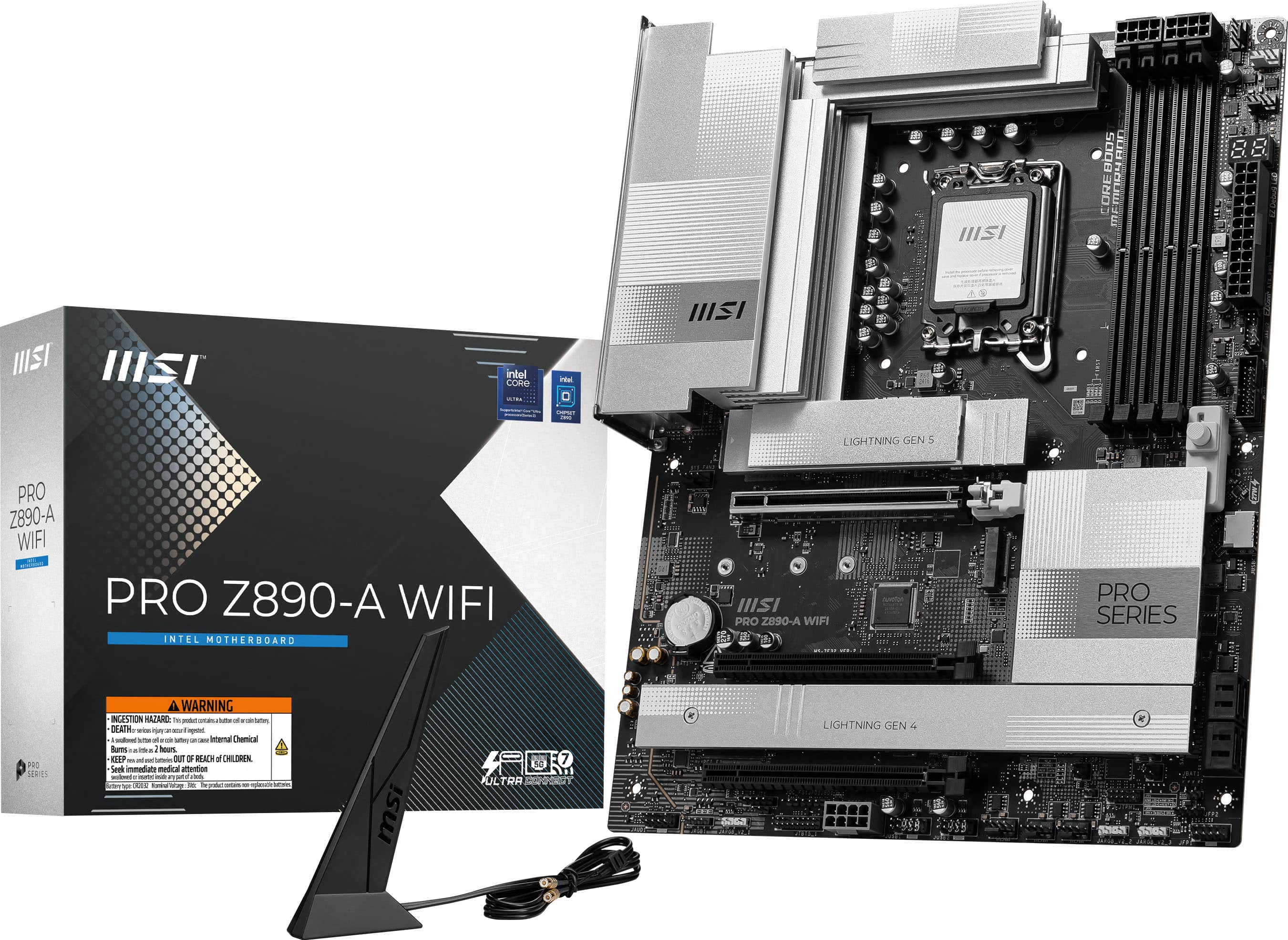 MSI - PRO Z890-A WIFI (Socket LGA 1851) Intel Z890 ATX DDR5 Wi-Fi 7 Motherboard - Black - Front_Zoom