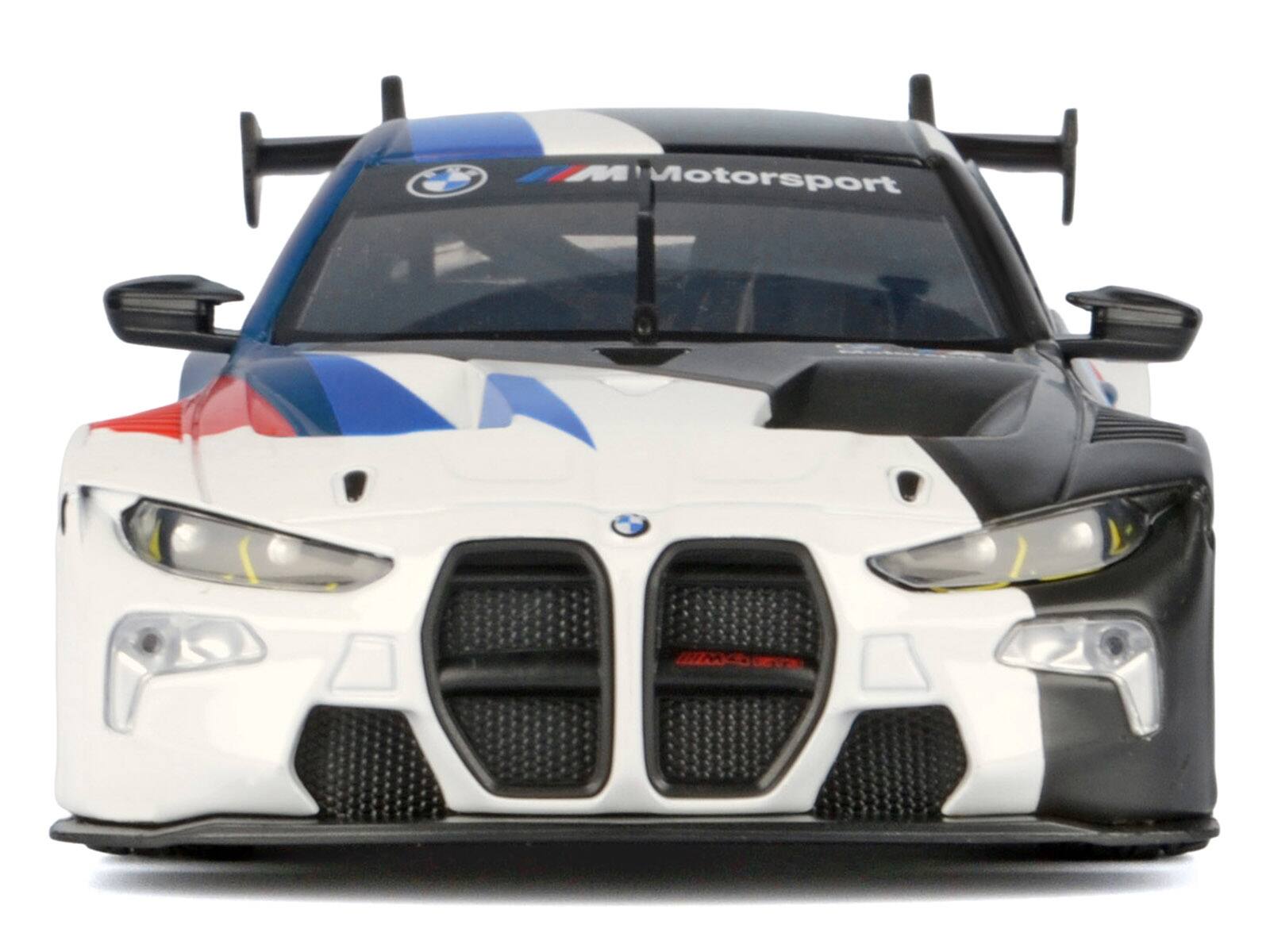 Back. Motormax - BMW M4 GT3 #1 White with Black Blue and Red Graphics "GT Racing" Series 1/24 Diecast Model Car by Motormax - Black, Blue, Red, White.