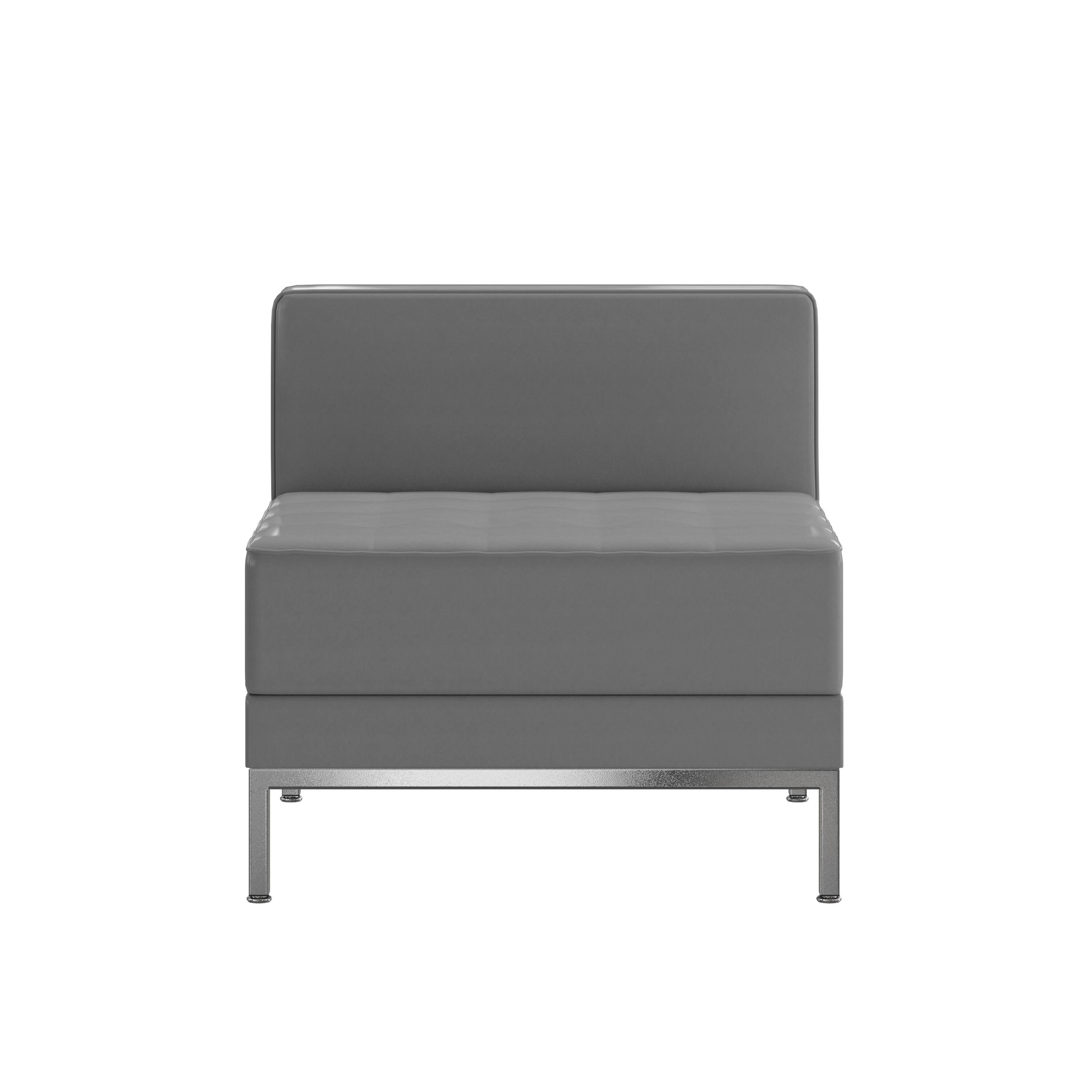 Alt View 7. Emma + Oliver - Contemporary LeatherSoftSoft Reception Modular Middle Chair - Gray.