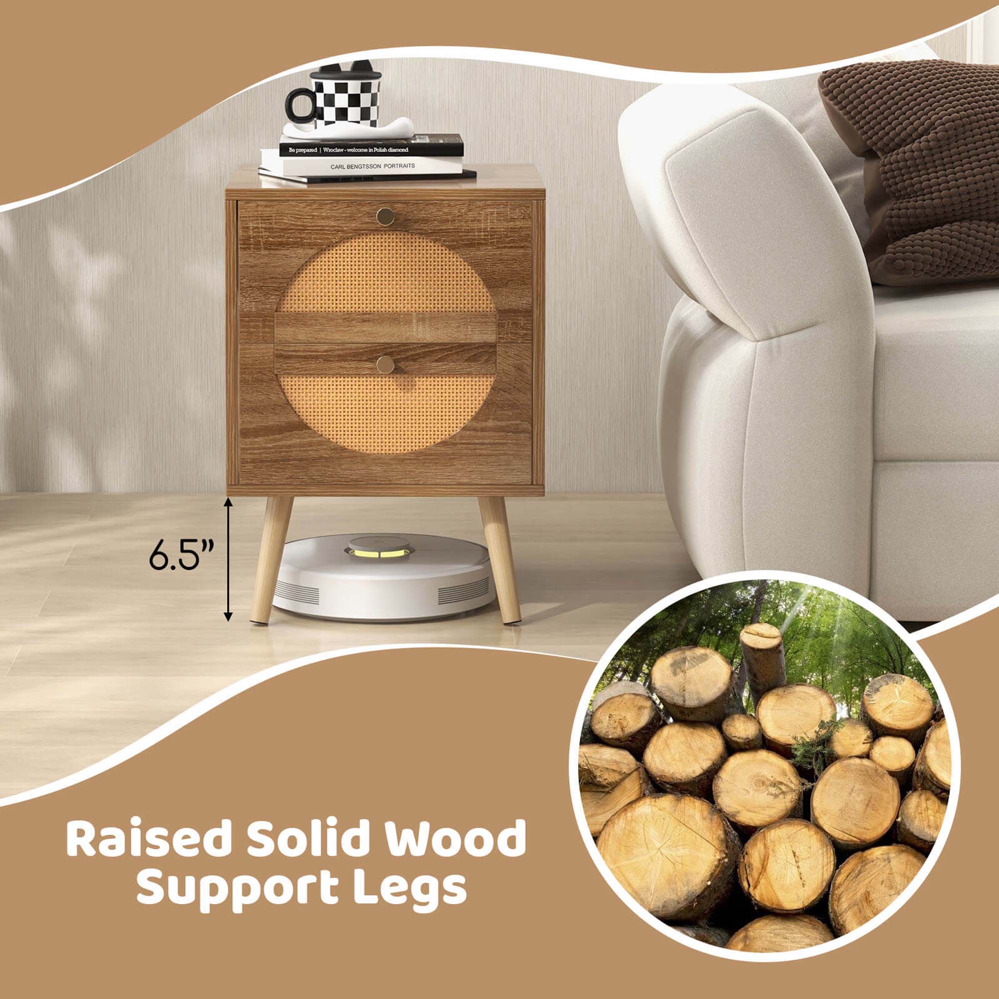 O - - - - - - ai aa 6.5" Raised Solid Wood Support Legs