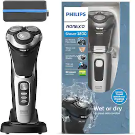 Philips - Norelco Shaver 3800 Rechargeable Wet & Dry Shaver with Pop-up Trimmer - S3311/85 - Black