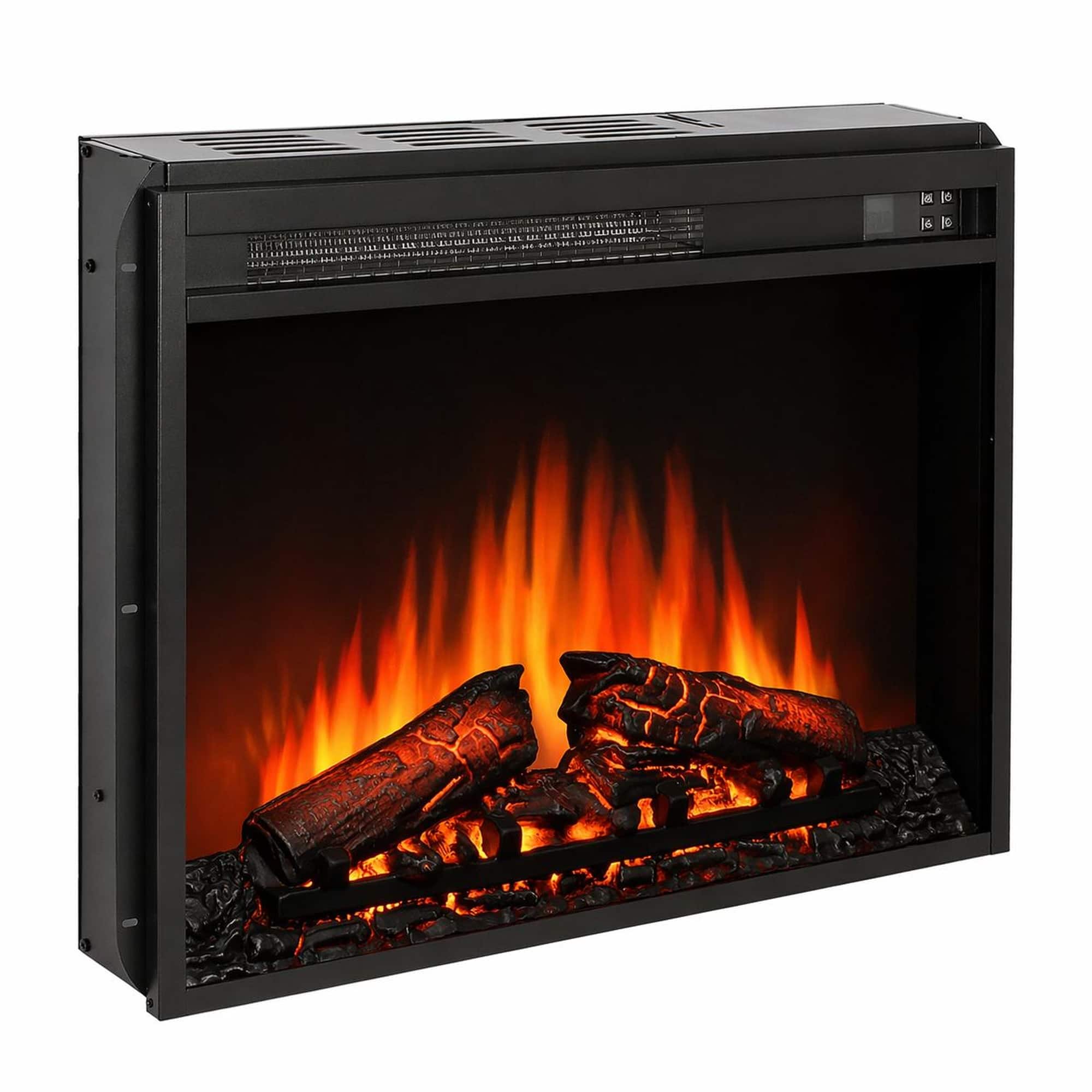 RYHNUYNE - 23 Inch Electric Fireplace Insert – Ultra Thin Heater with Log Set & Realistic Flame, Remote Control & Timer - Antique Black price history on PriceWatchPro