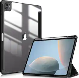 Fintie - Slim Clear Case for iPad Pro 13-inch (M5) 2025 / (M4) 2024 Hybrid Shockproof Hard PC Back Cover Viewing & Typing Angles - Black