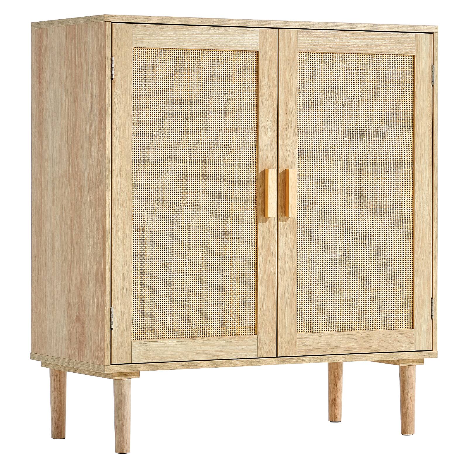 Alt View 5. VEVOR - Rattan Cabinet,Rattan Storage Cabinet with 2 Magnetic Doors and Adjustable Shelves, Sideboard Buffet Cabinet for Hallway - Natural wood.