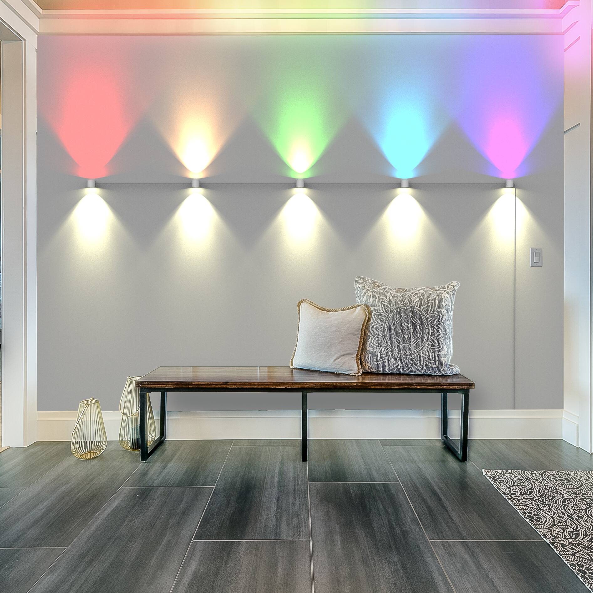 Alt View 4. Monster - Smart 5 Double-Sided Sound Reactive Multi-Colored & Multi-White Sconce LED Sconce Lights, Razer Chroma, Dimmable - Multicolor.
