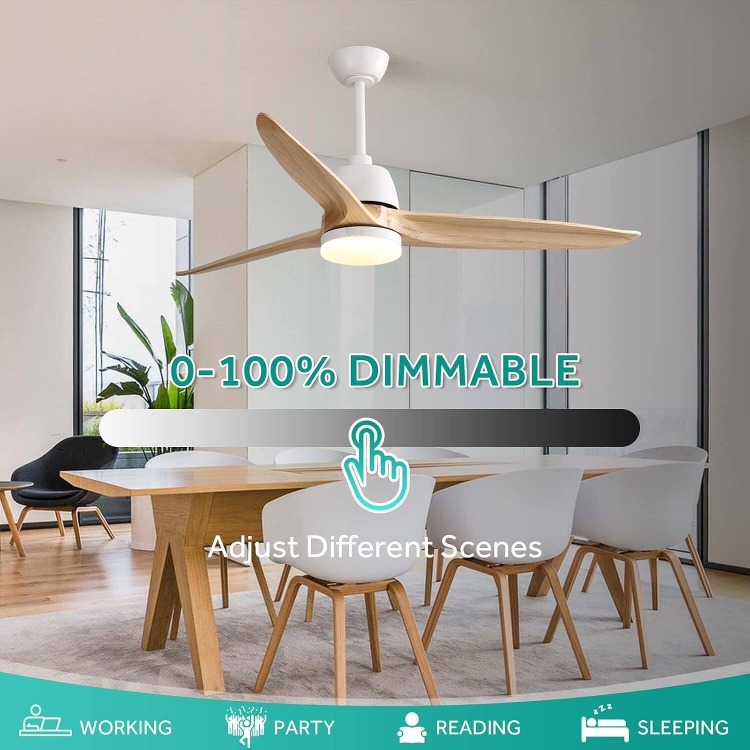 0-100% DIMMABLE  
Adjust Different Scenes  

WORKING  
PARTY  
READING  
SLEEPING