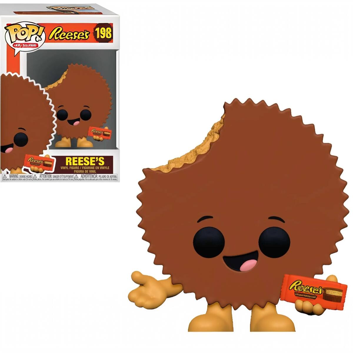 POP!  
Reese's 198  

VINYL FIGURE / FIGURINE EN VINYLE  

REESE'S  

ATTENTION:  
ADVERTENCIA:  
MLIGA  

AFA -ae - - - - P - - - -. . -.  
- P i  
I - Roerei Cot shan CA