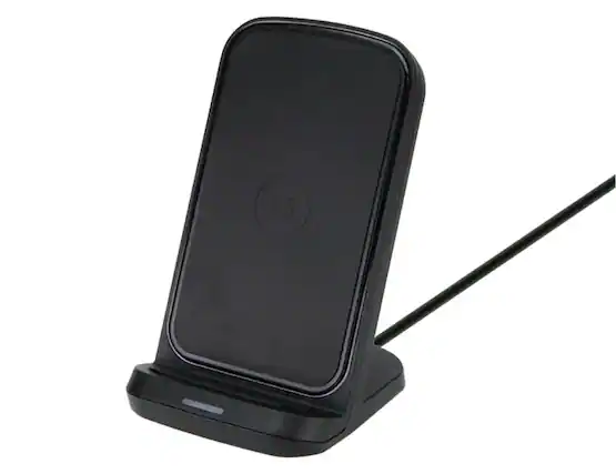 Front. AT&T - AT&T 15W Premium Wireless Charging Stand Charges 40% Faster On Select Devices Than Standard Wireless Chargers | Color: B - Black.