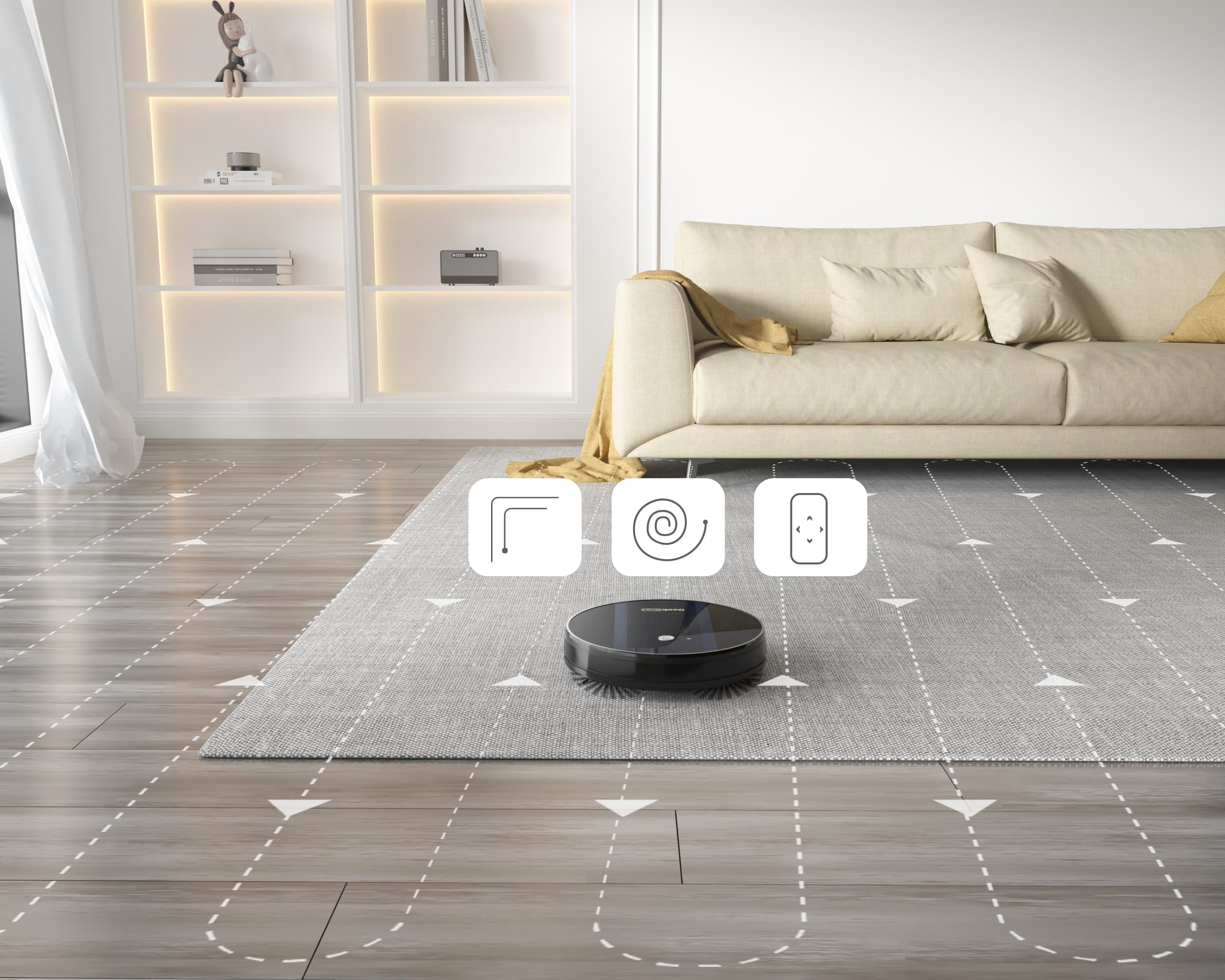 Alt View 8. Lycvki - Robot Vacuum Cleaner Ultra Thin 1800Pa Suction Automatic Self Charging Wi Fi App Control.