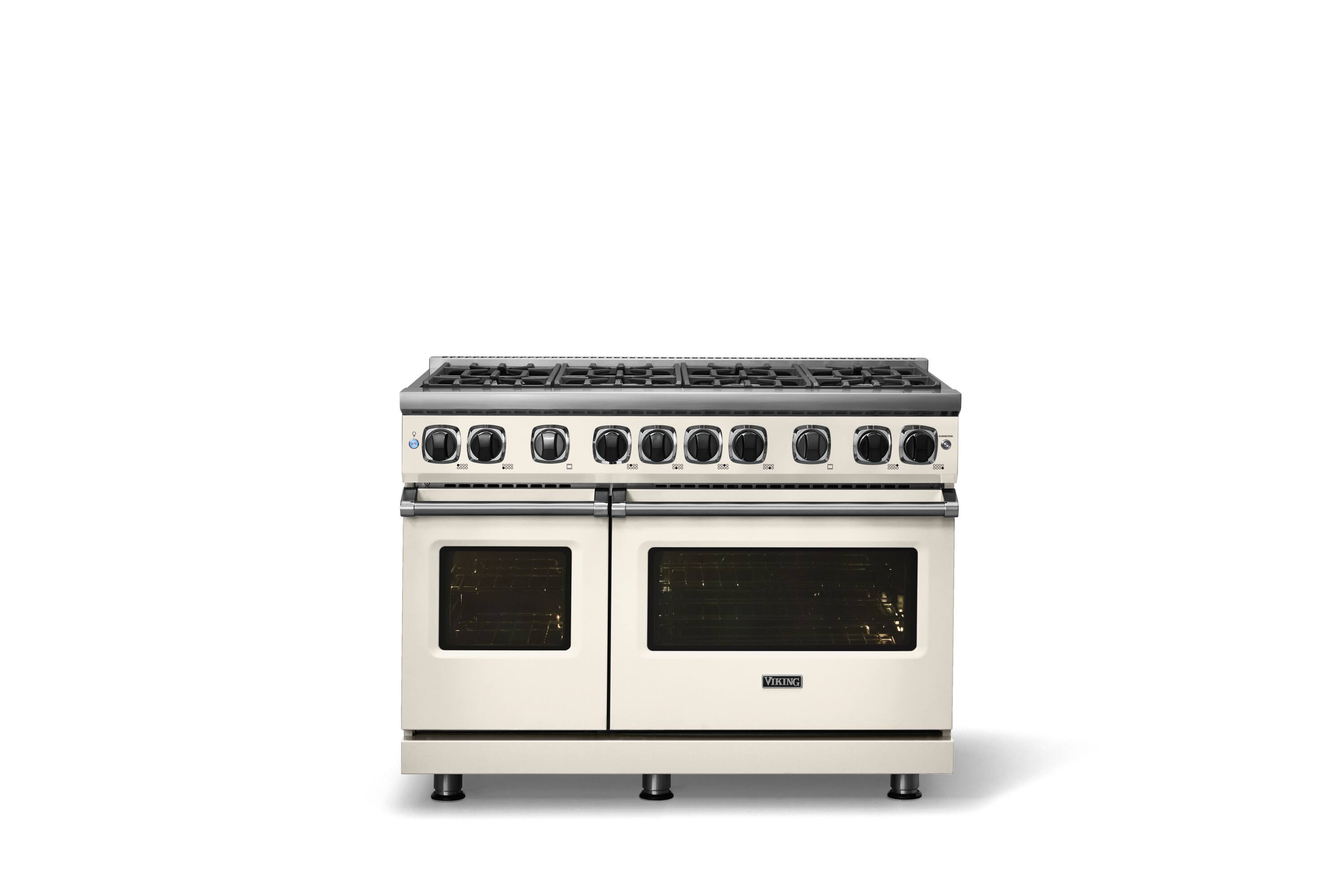 Alt View 1. Viking - 48"W. 7.3 Cu. Ft. Freestanding Sealed 8 Burner Gas Range - Pure White - Pure White.