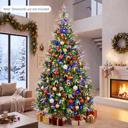 Costway - 9 ft Pre-Lit Christmas Tree with Remote, 3000 Branch Tips, 790 LED Lights, 9 Modes - Green
