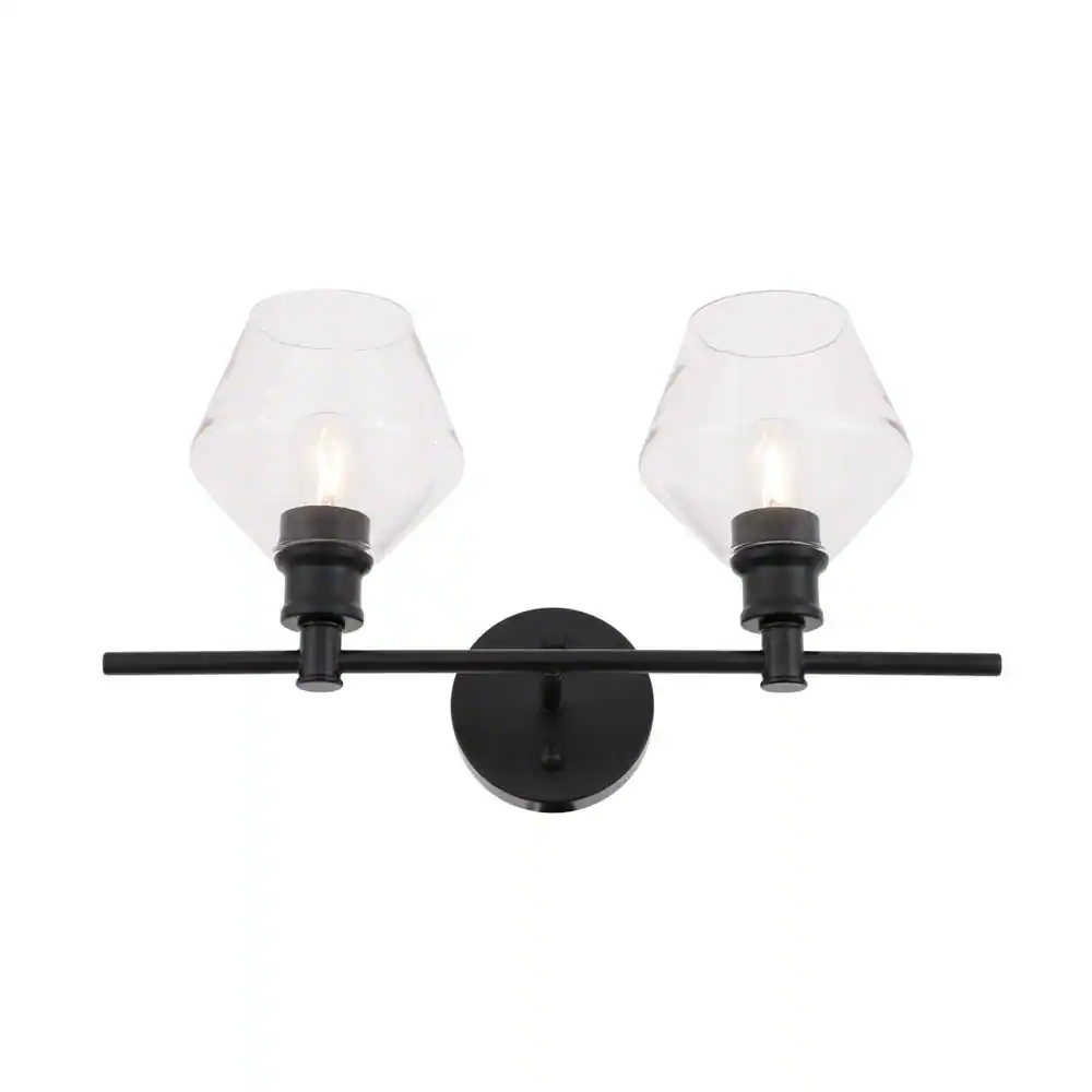 Alt View 8. Living District - Gene 2 light Black and Clear glass Wall sconce - Black And Clear Glass.