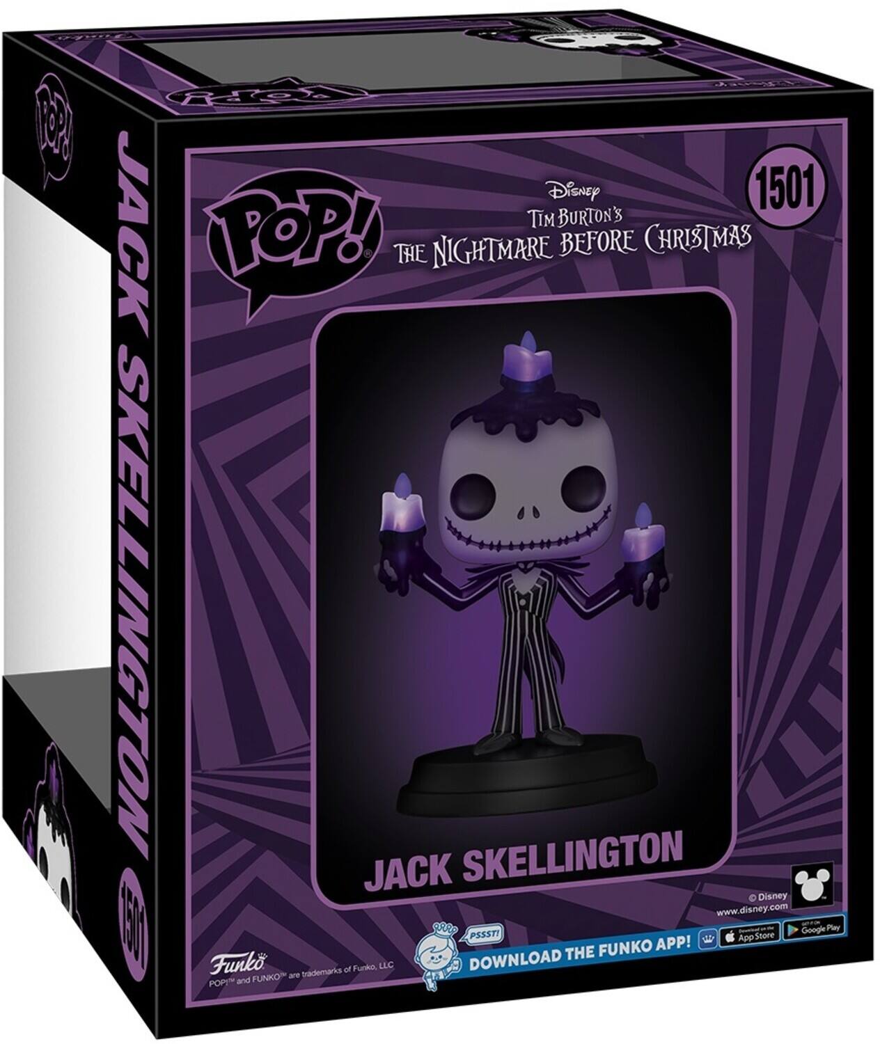 Disney 1501 Tim Burton's The Nightmare Before Christmas Jack Skellington Pop! Jack Skellington Disney www.disney.com E Funko of Funko LLC SARD Download The Funko App! App Store GooglePlay Funko are trademarks of Funko, LLC Pop!