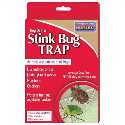 TRUSTED SINCE 1926
BONIDE Bug Beater Stink Bug TRAP
Attracts and catches stink bugs
Use indoors or out
Intercept Stink Bugs BEFORE they enter your home
Lasts up to 4 weeks
Non-toxic
Odorless
Protects fruit and vegetable gardens
THIS PACKAGE CONTAINS:
- Dual action Lure
- 3 Disposable traps