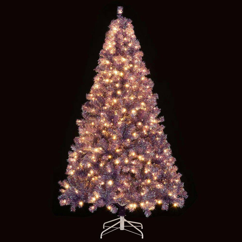 Alt View 2. Resenkos - Resenkos Medium Pre-Lit Tinsel Artificial Christmas Tree - LEDs, Deep Purple - Purple.