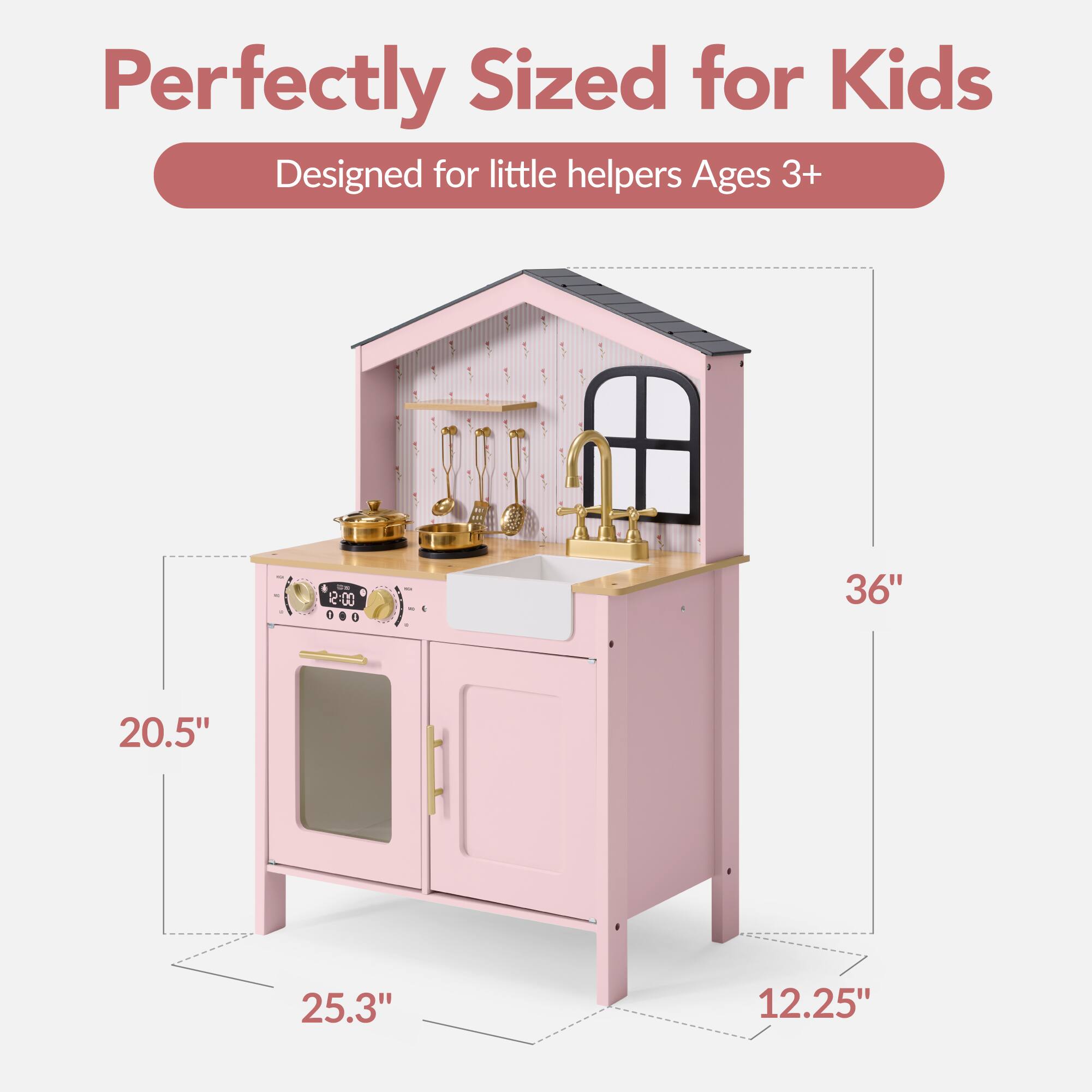 Perfectly Sized for Kids  
Designed for little helpers Ages 3+  

2:00  
E  

36"  
20.5"  
25.3"  
12.25"